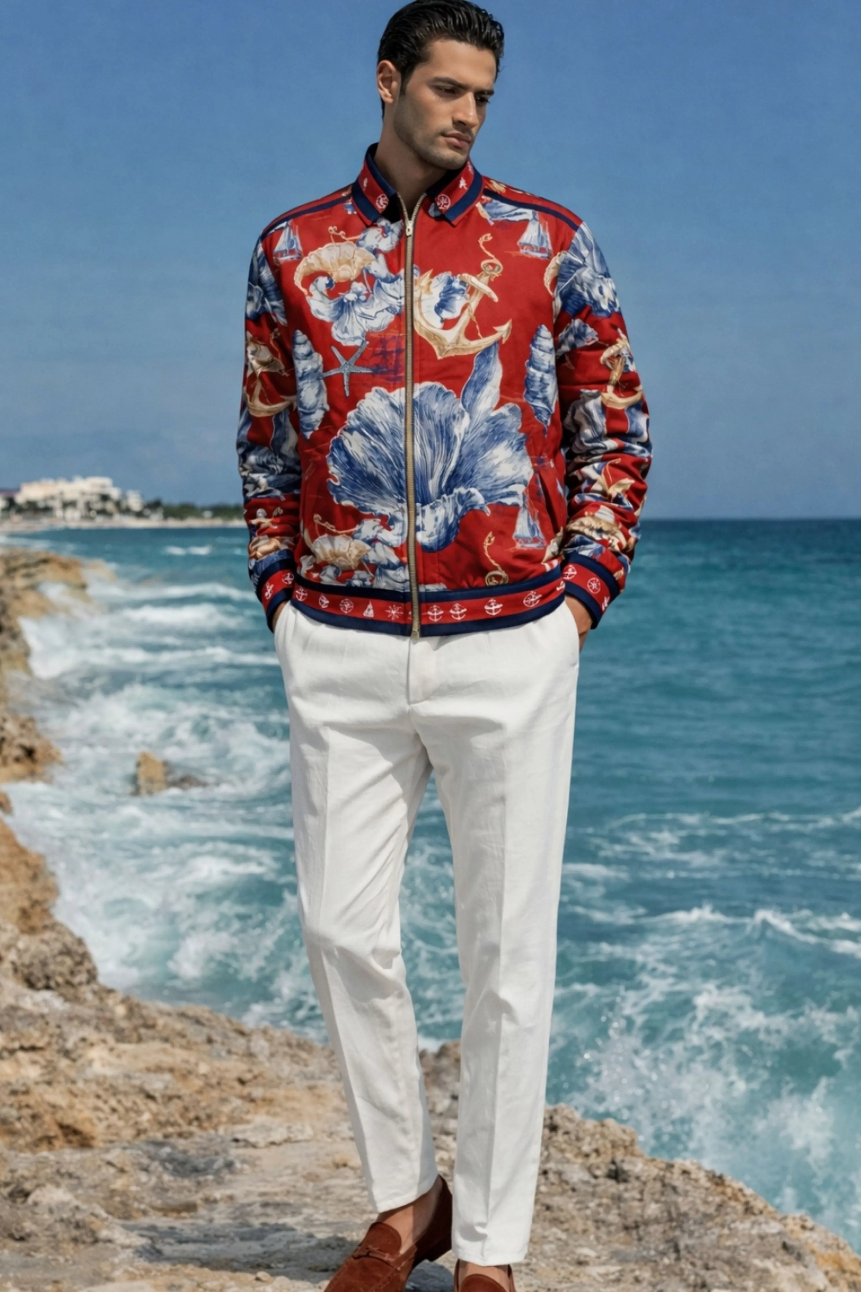 Oceanic Printed Bomber Jacket
