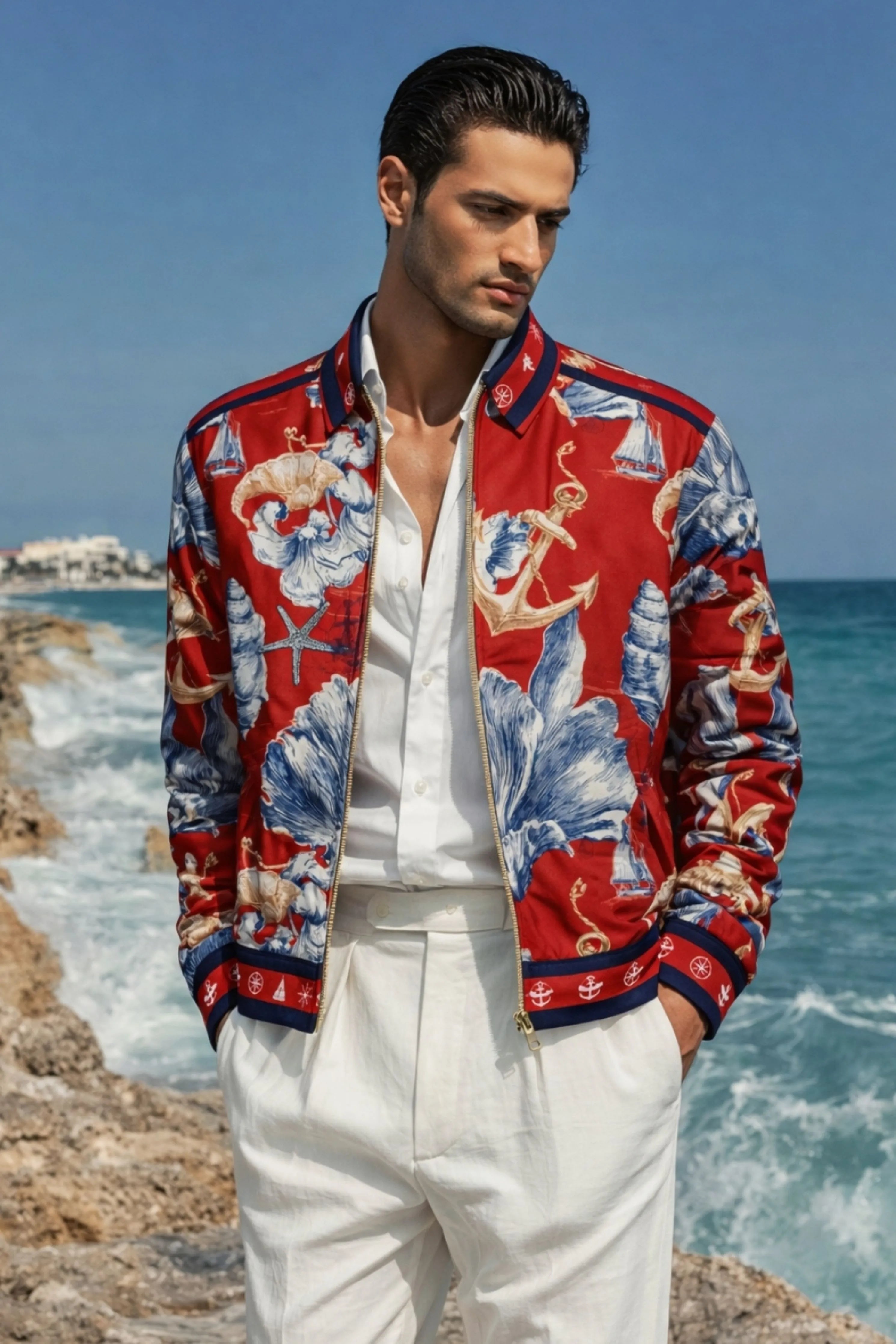 Oceanic Printed Bomber Jacket