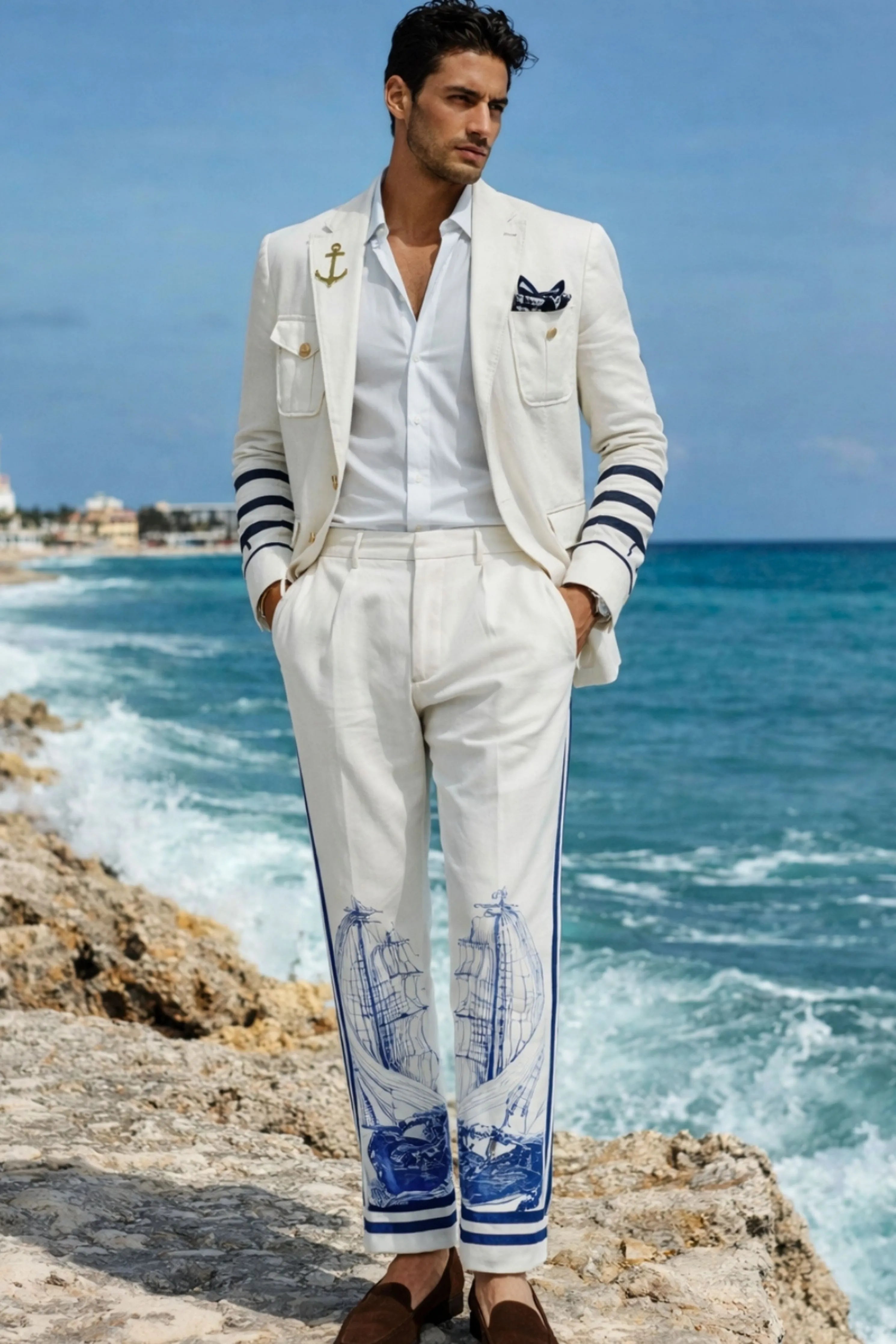 Nautical White Linen Hunter Jacket