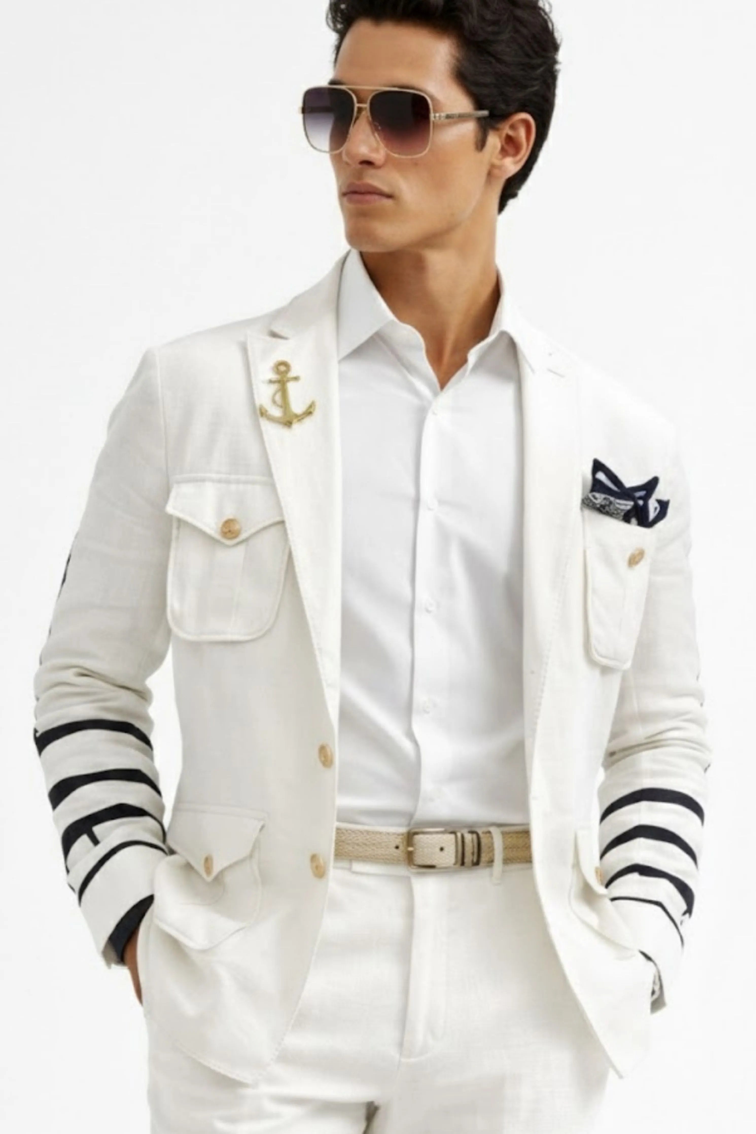 Nautical White Linen Hunter Jacket