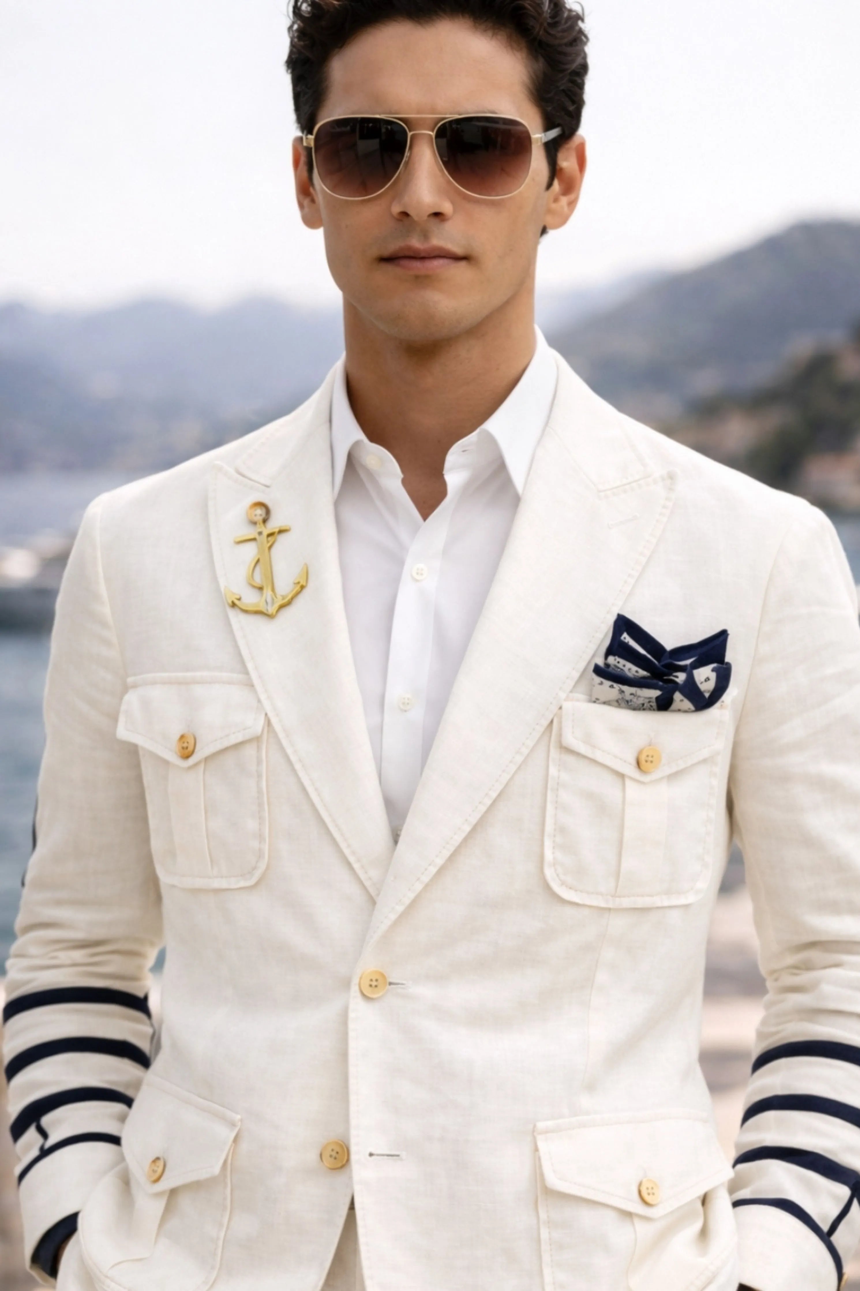 Nautical White Linen Hunter Jacket