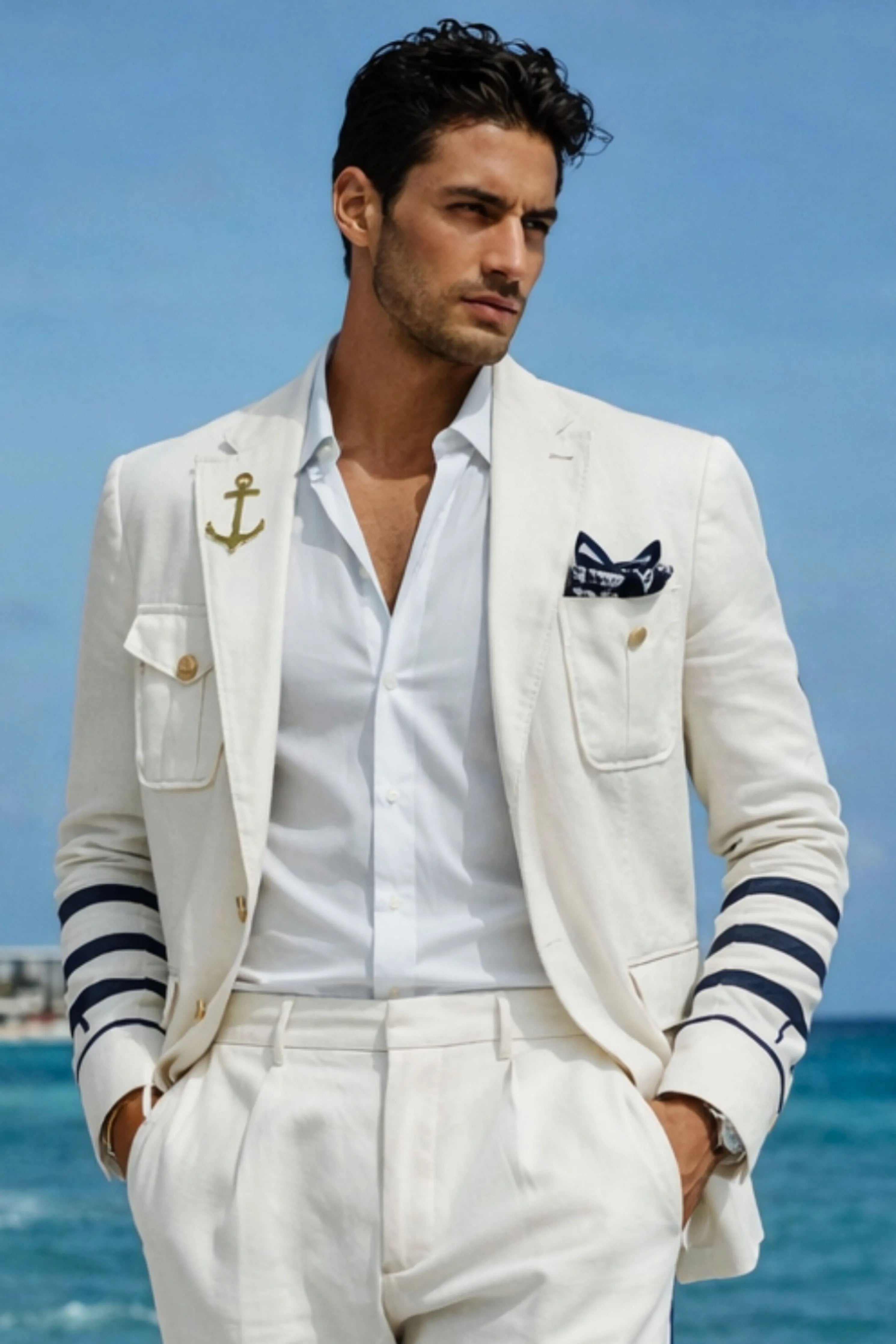 Nautical White Linen Hunter Jacket
