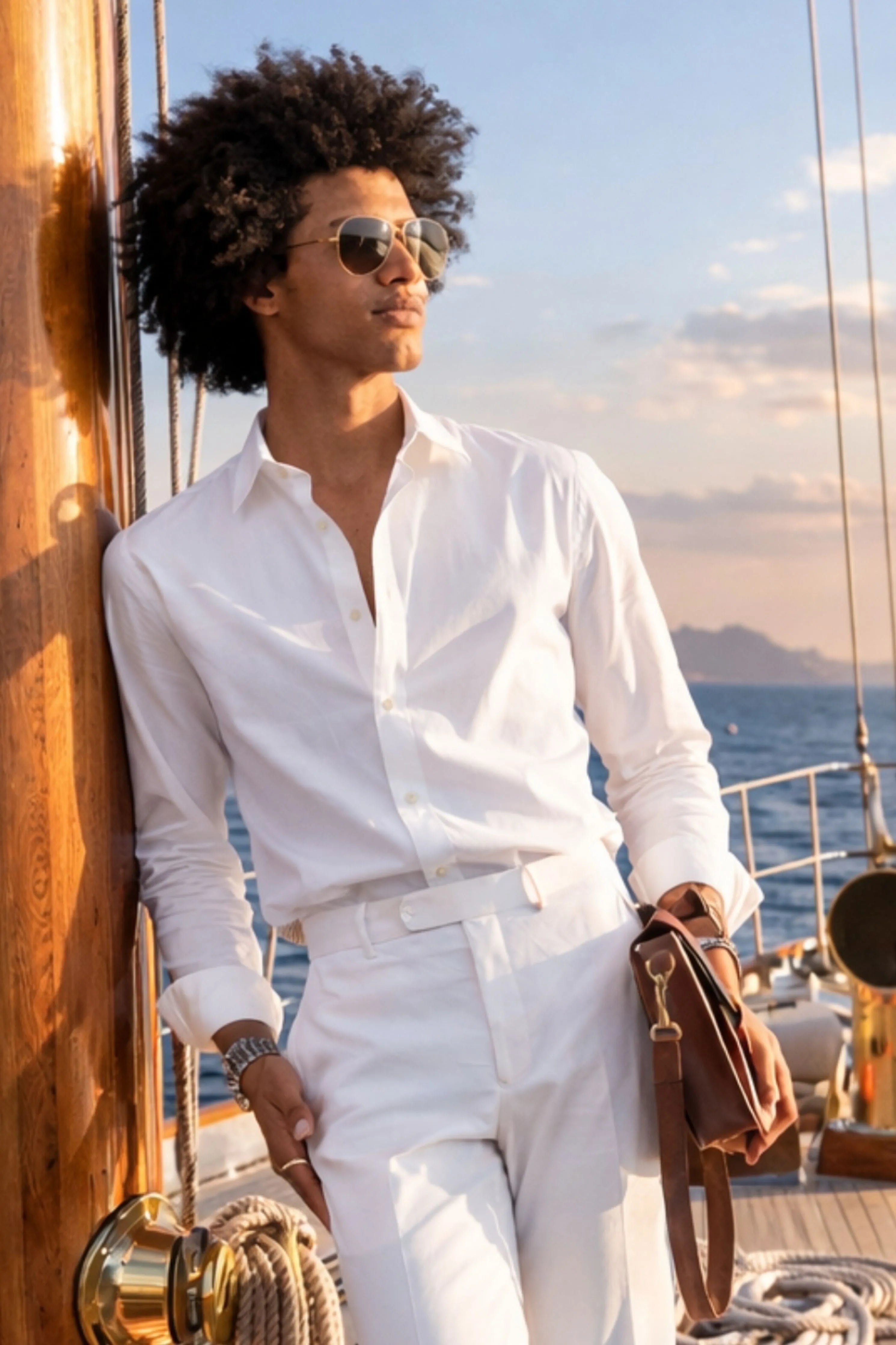 White Nautical Solid Shirt