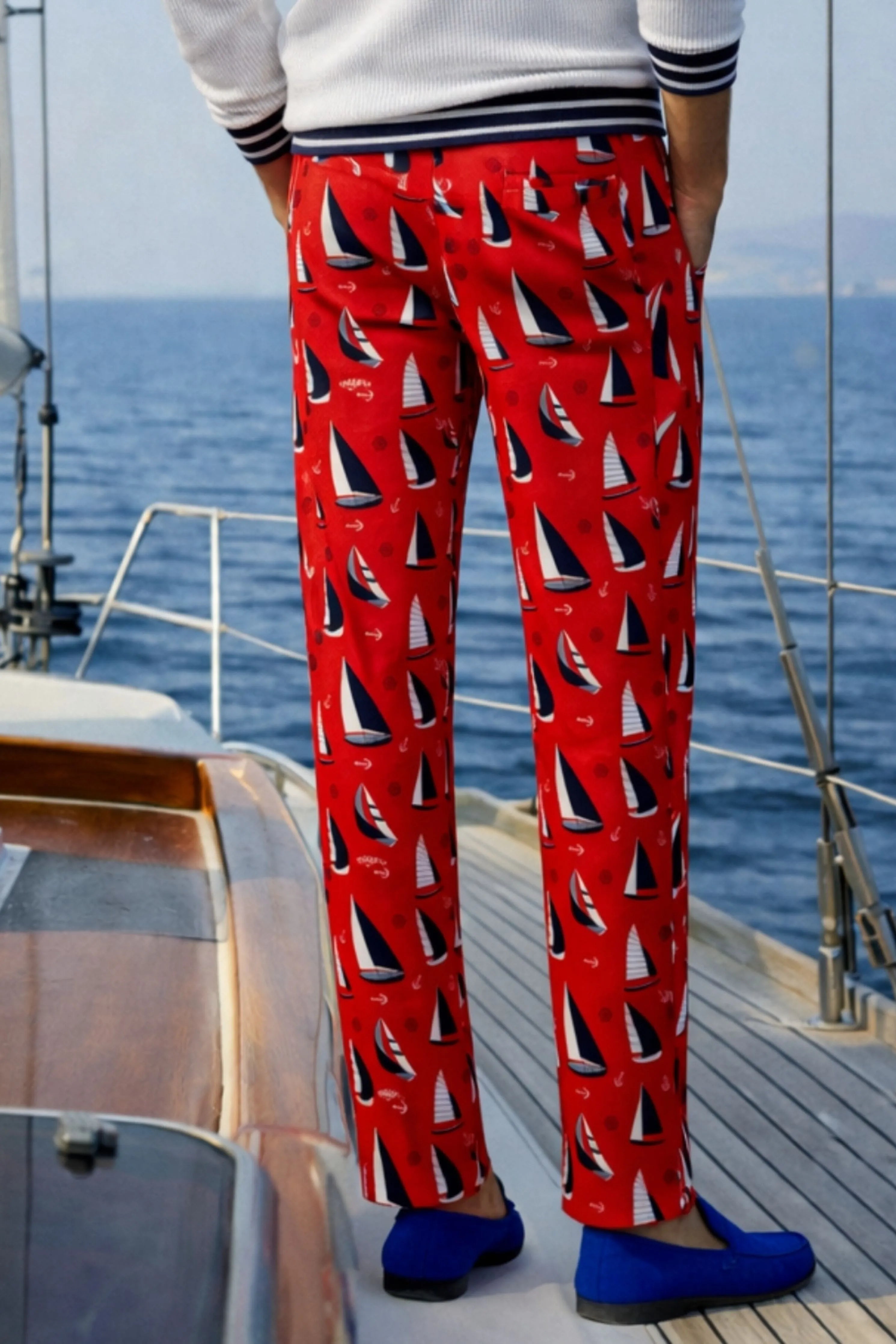 Yacht Red Printed Trousers