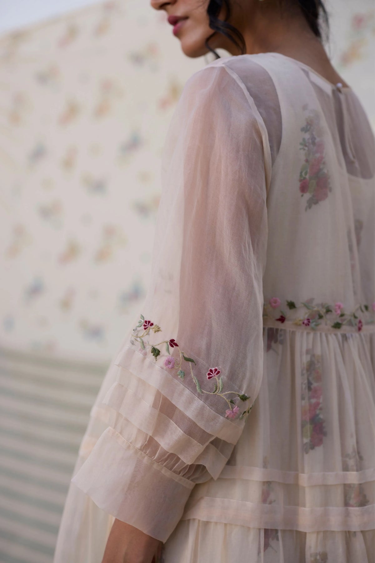 Reverie Dress With Slip Ecru Red