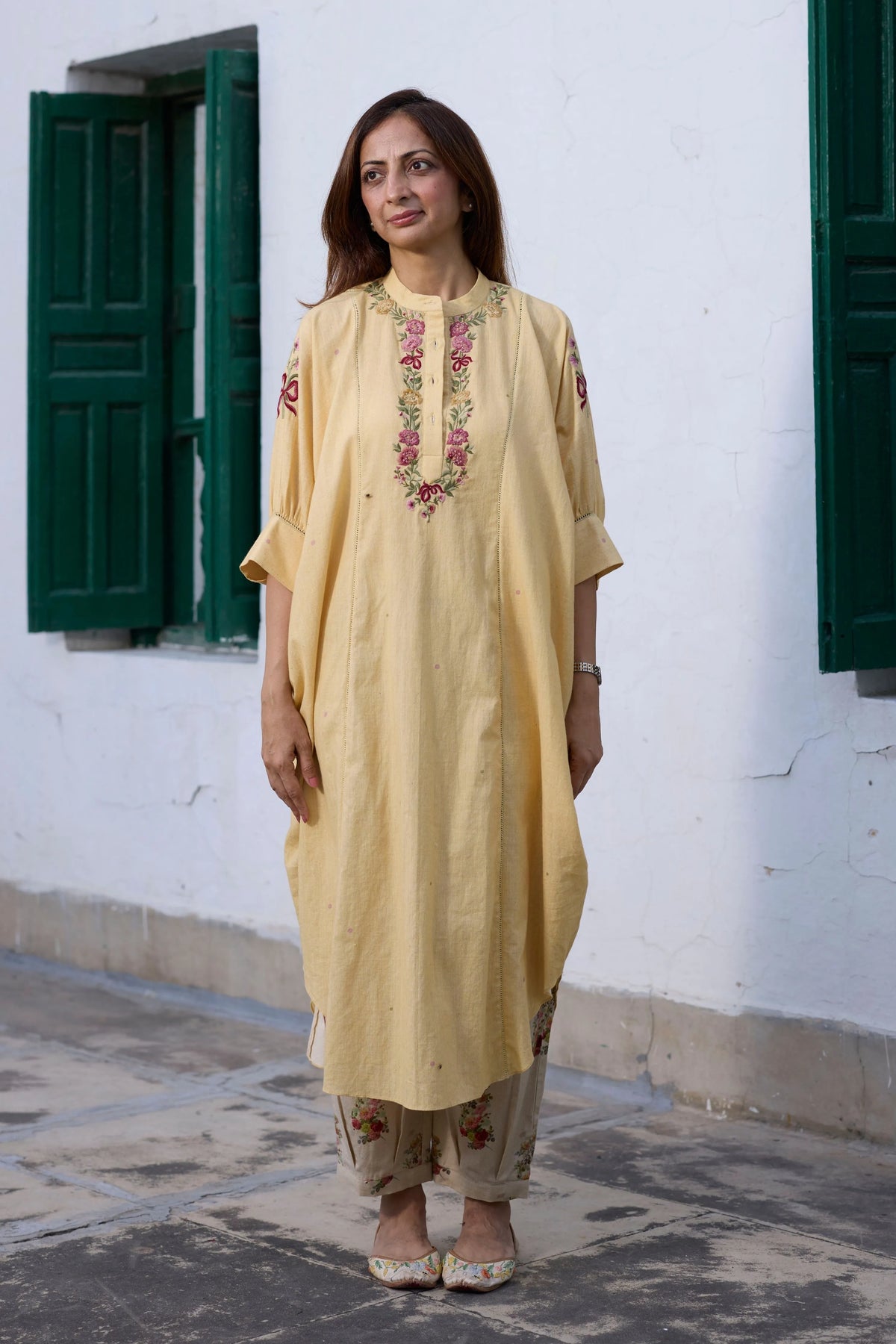 Brisa Kaftan Set In Yellow