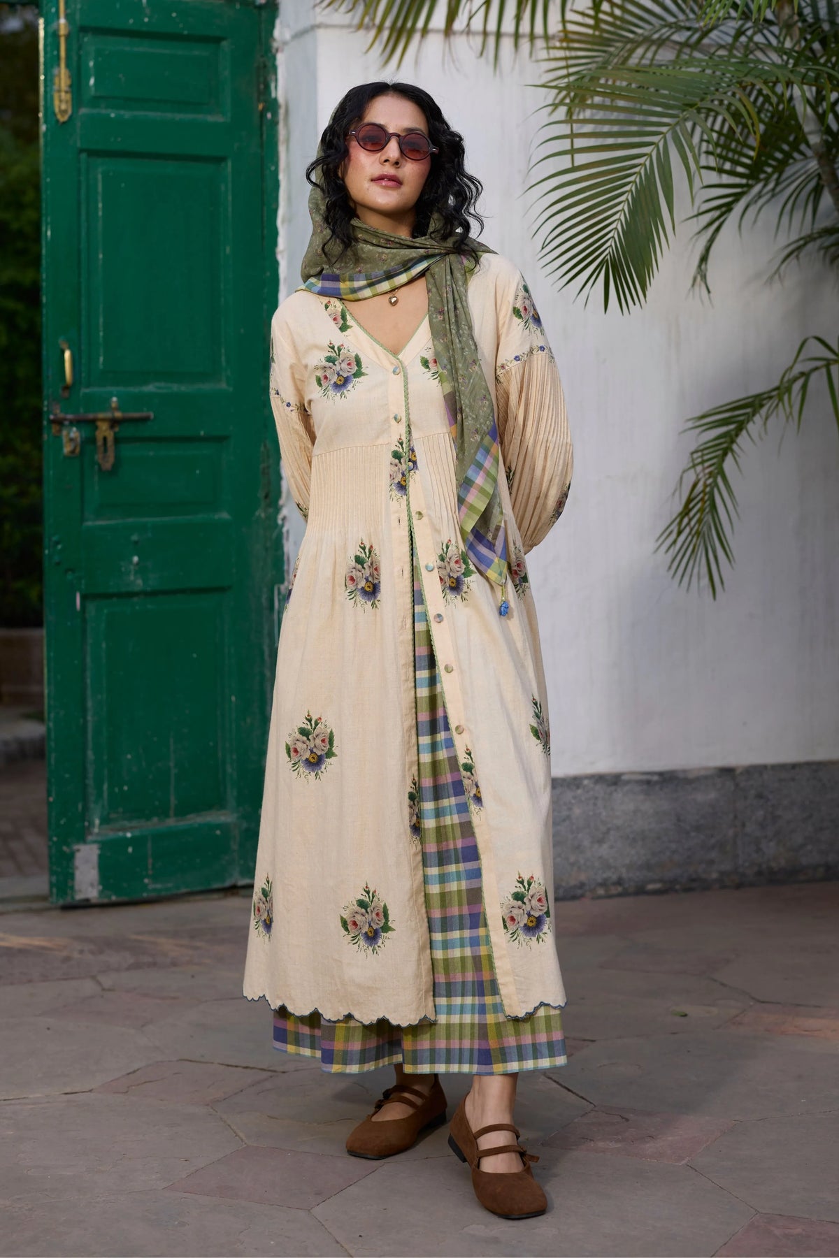 Rosaline Tunic Set Ecru Green