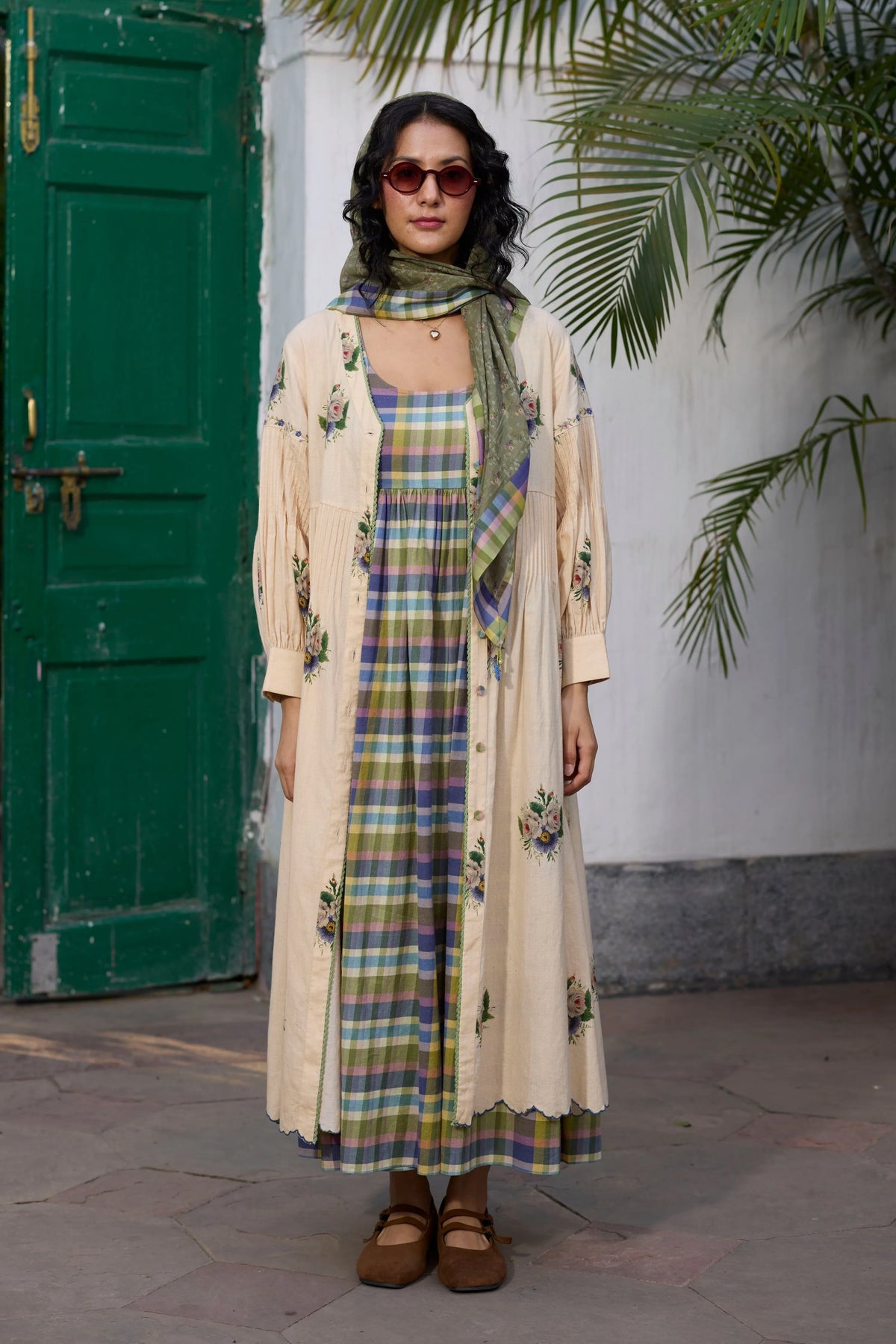 Rosaline Tunic Set Ecru Green