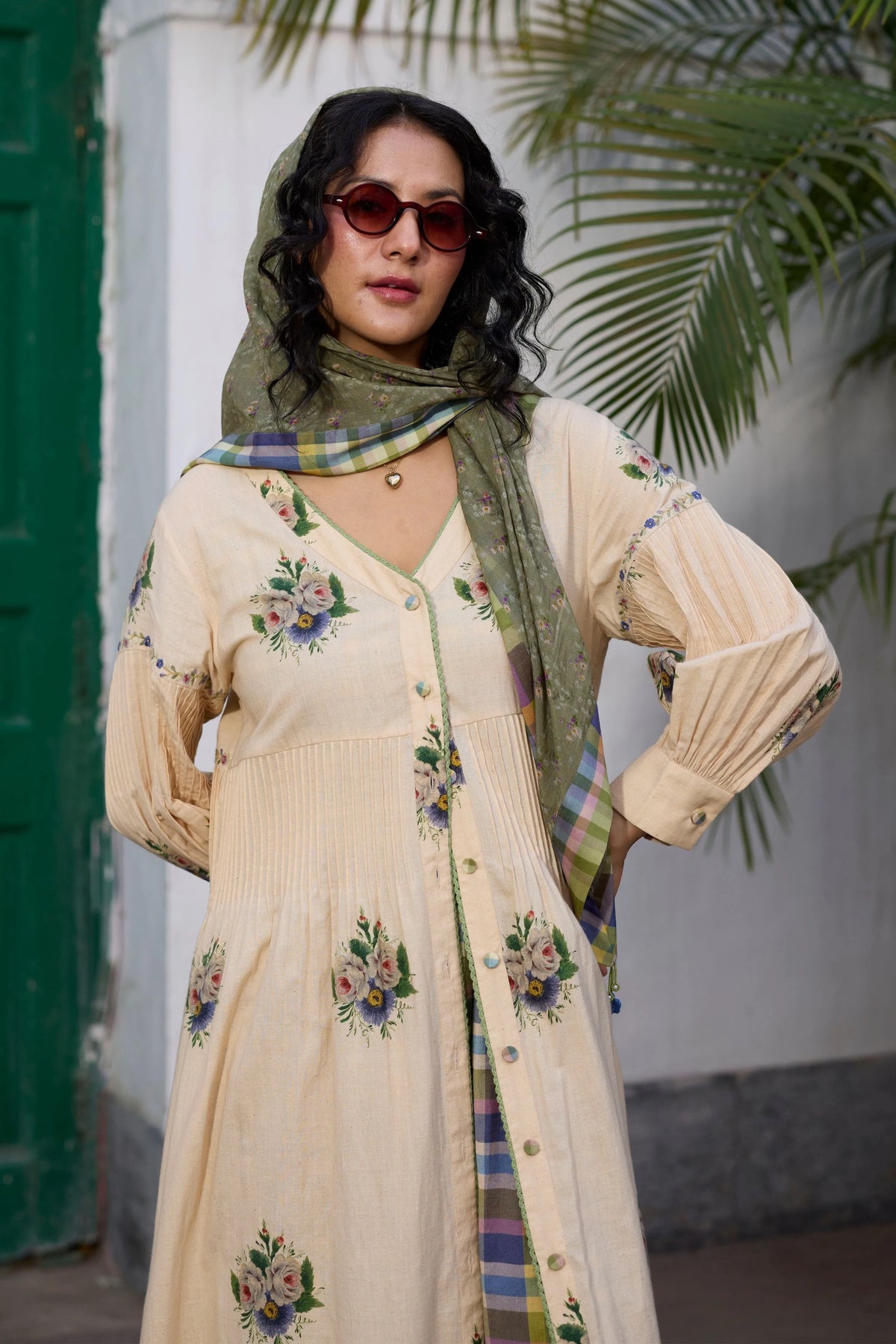 Rosaline Tunic Set Ecru Green