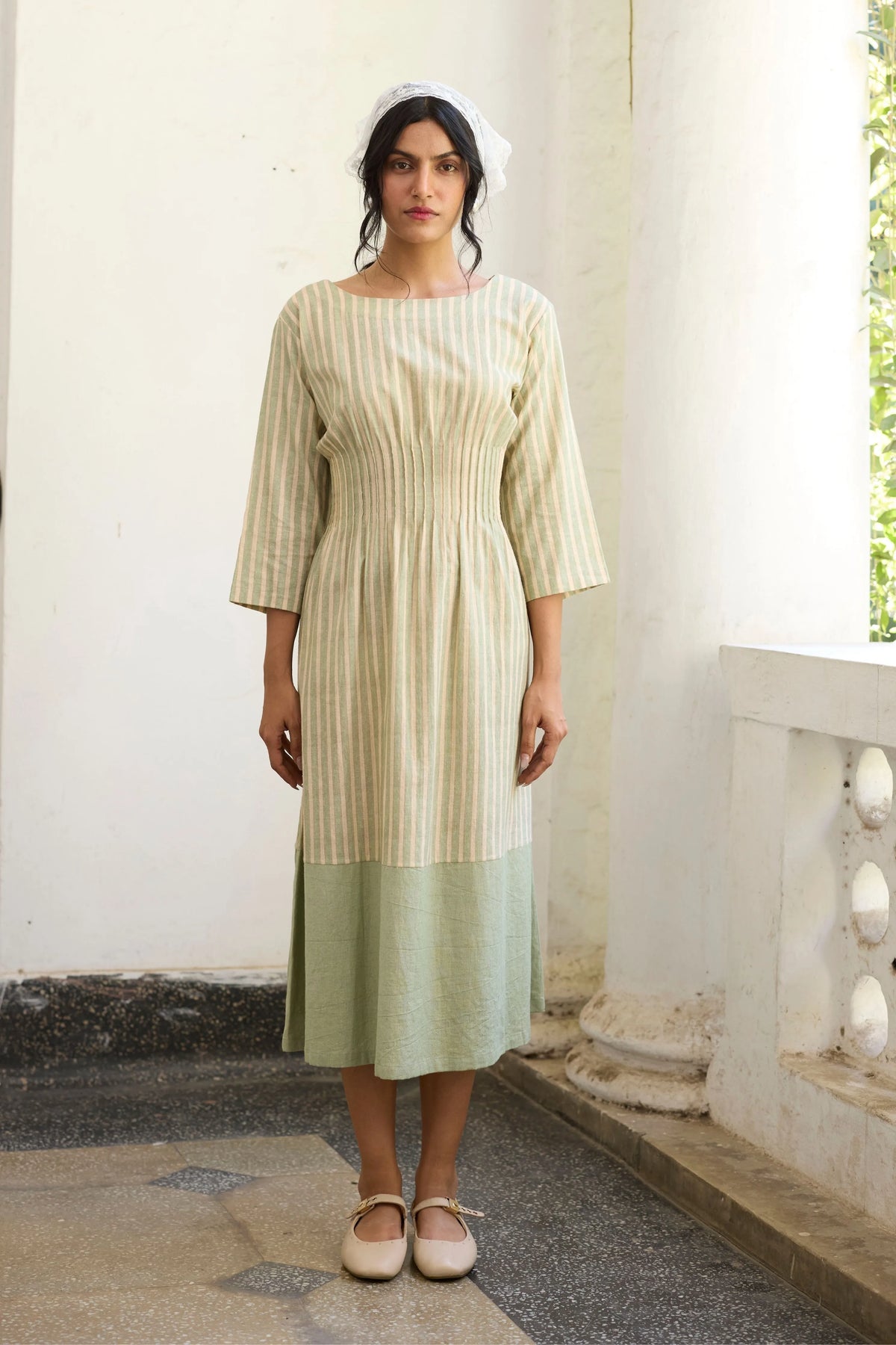 Lark Jacket Set In  Off white & Green