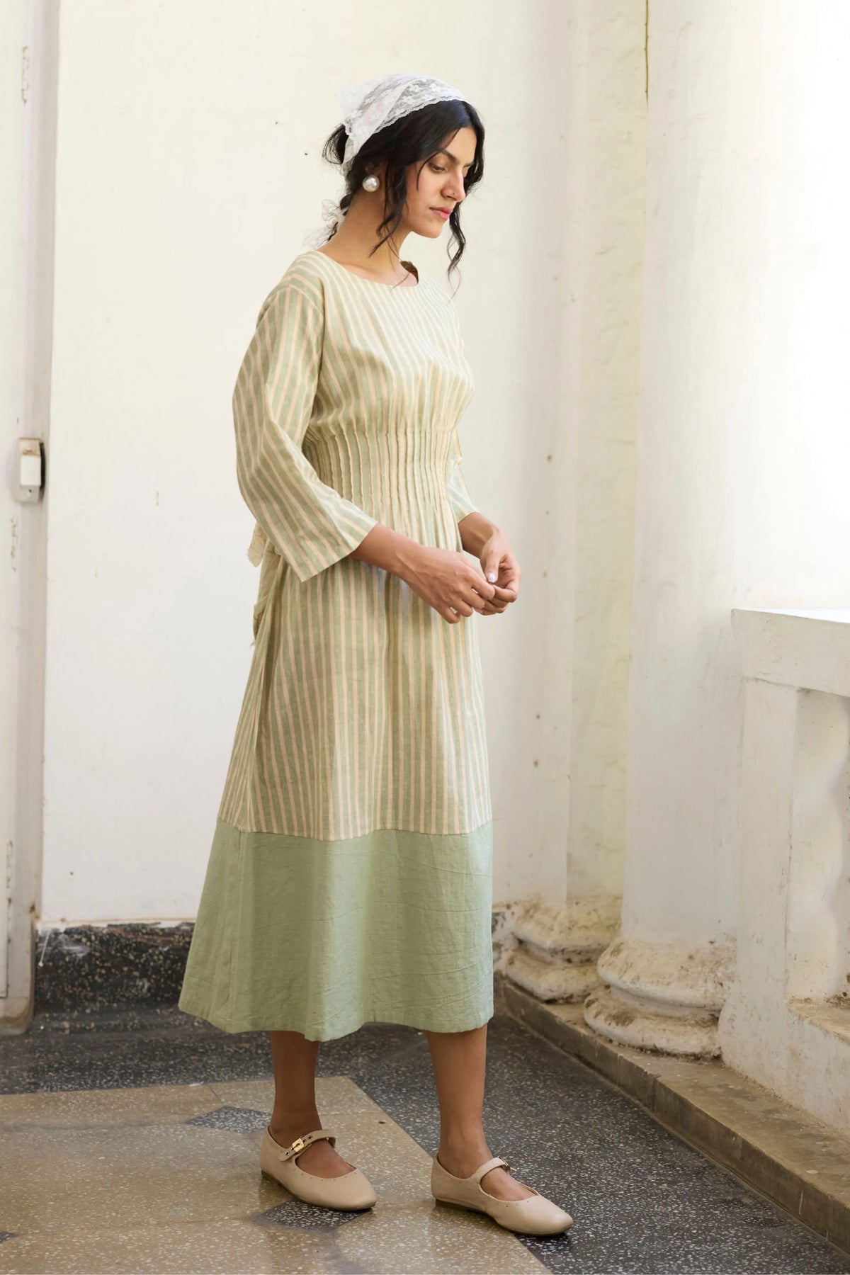 Lark Jacket Set In  Off white & Green