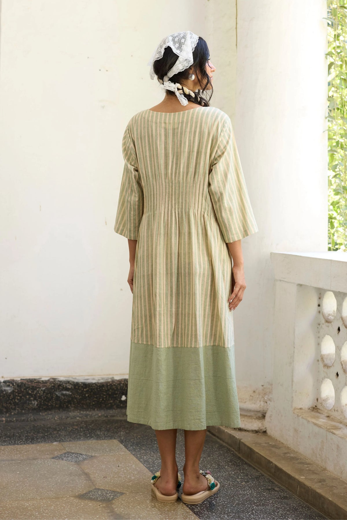 Lark Jacket Set In  Off white & Green