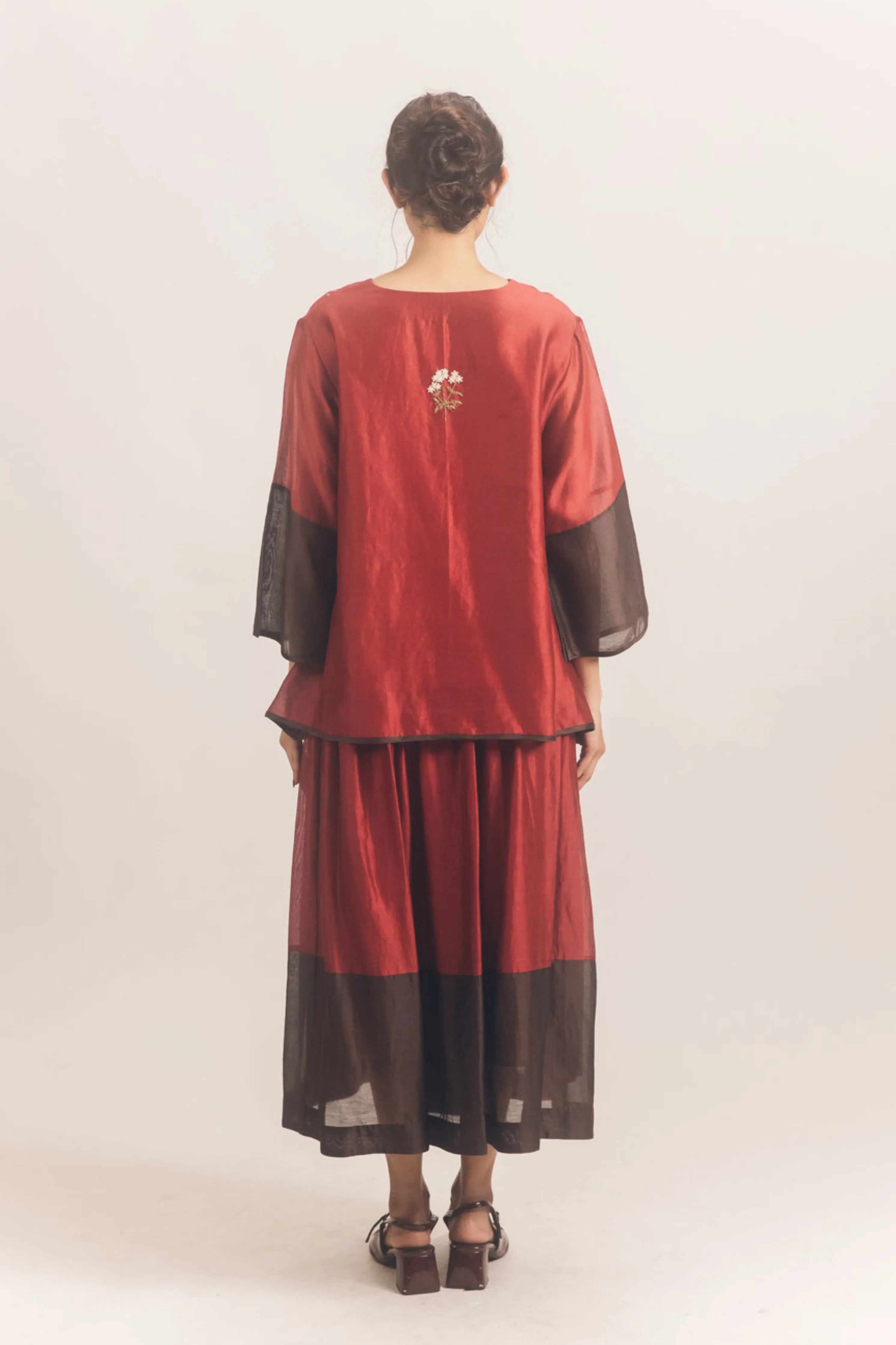 Block Skirt Set Red