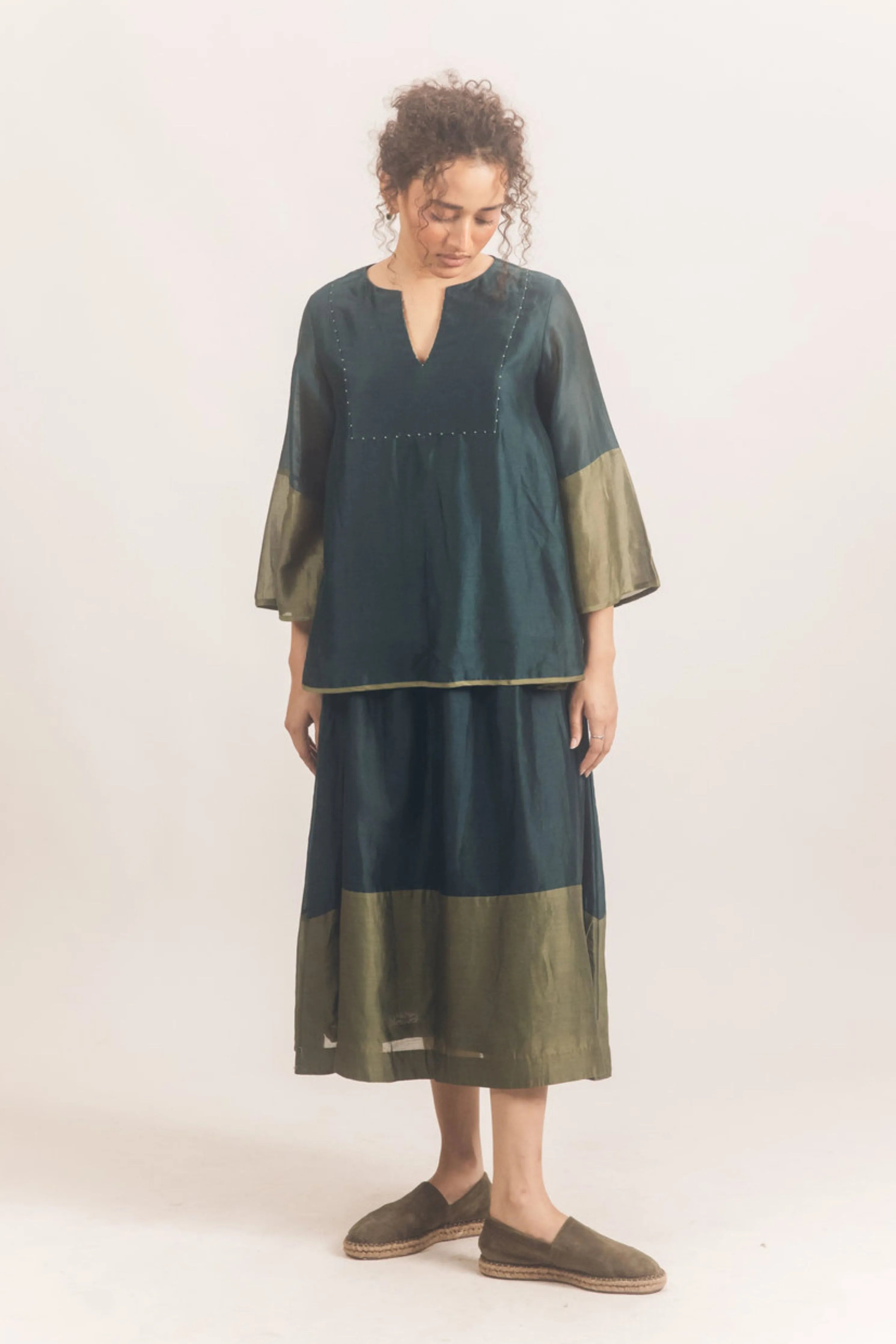 Block Skirt Set Blue
