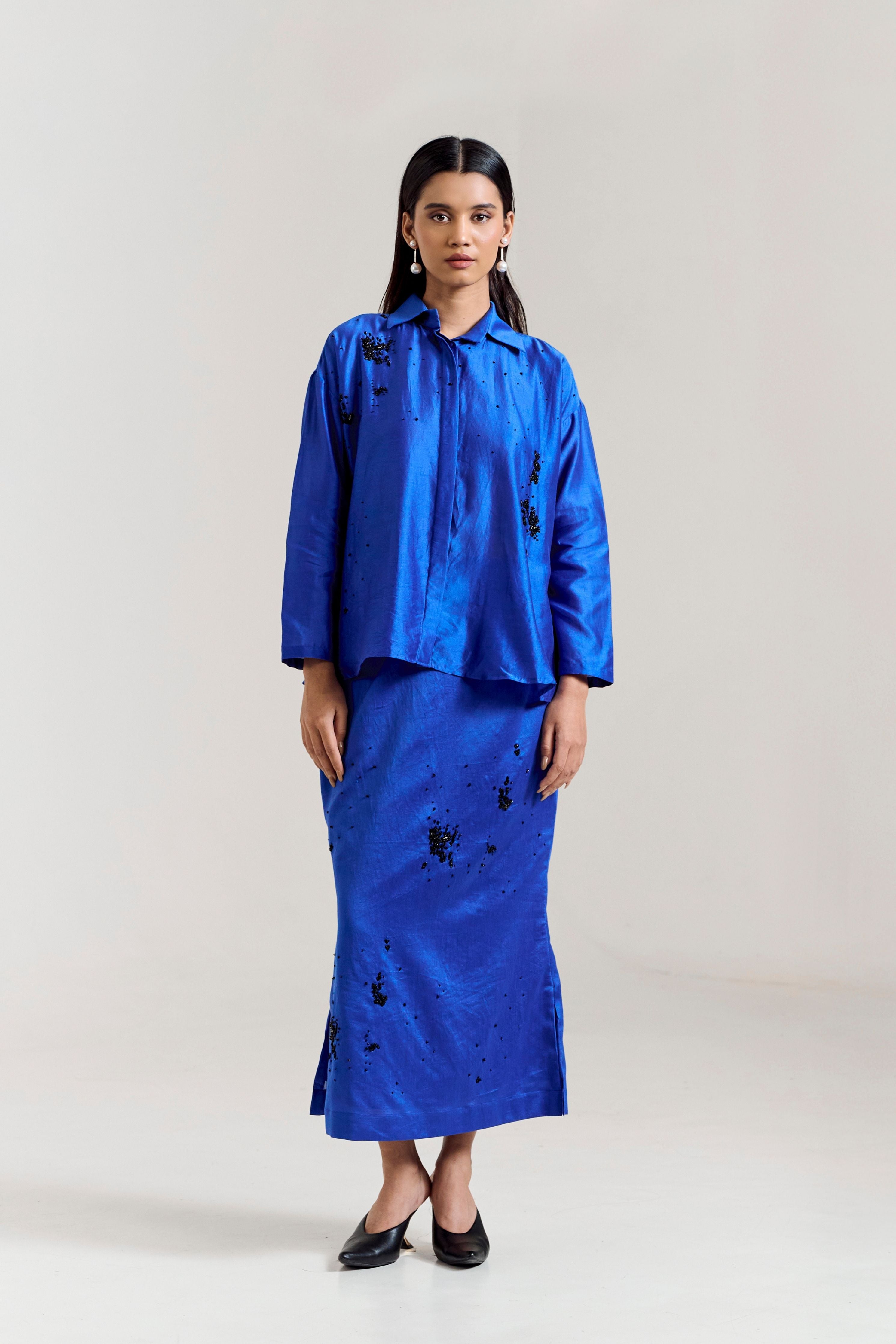 Blue Scatter Skirt Coord