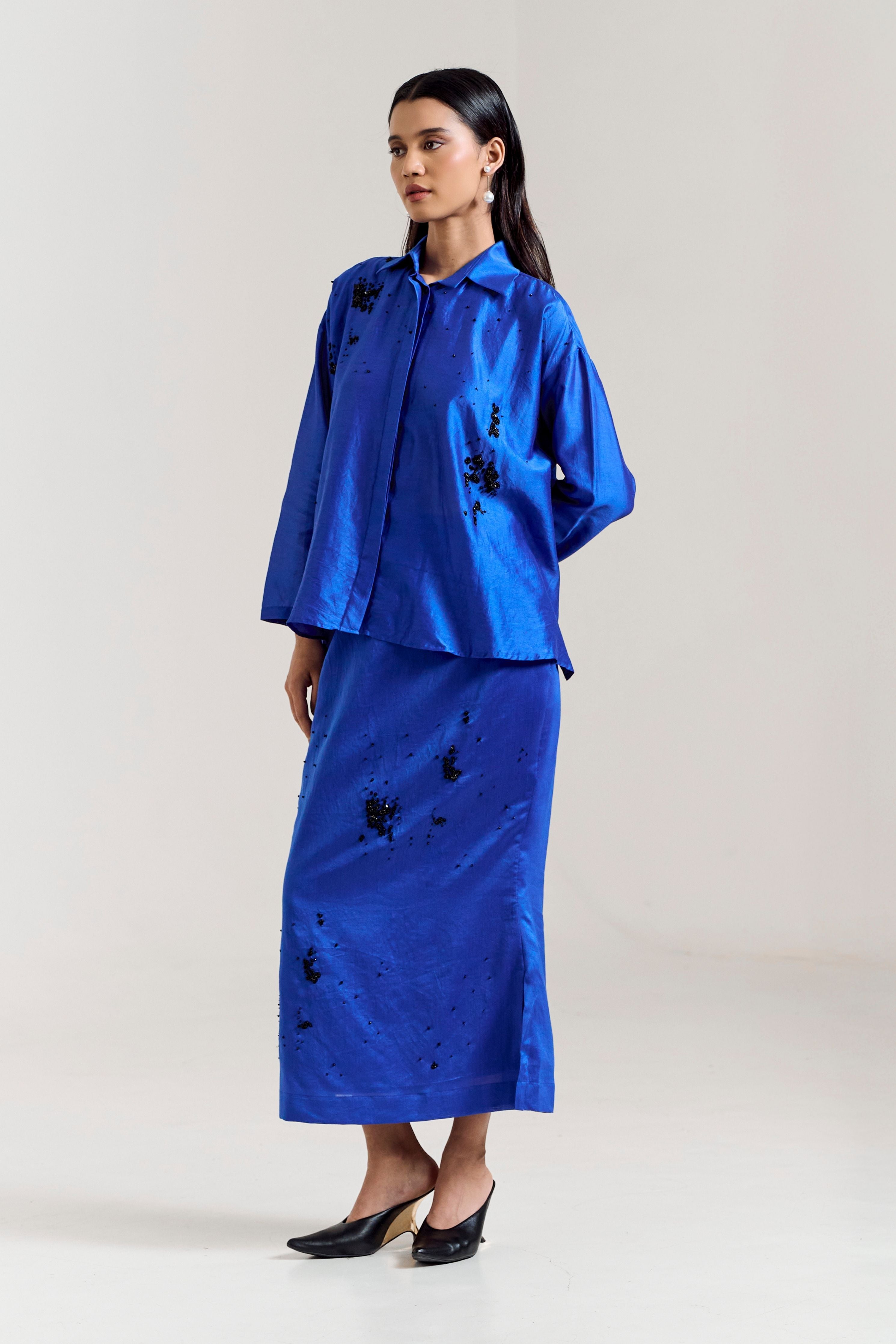 Blue Scatter Skirt Coord