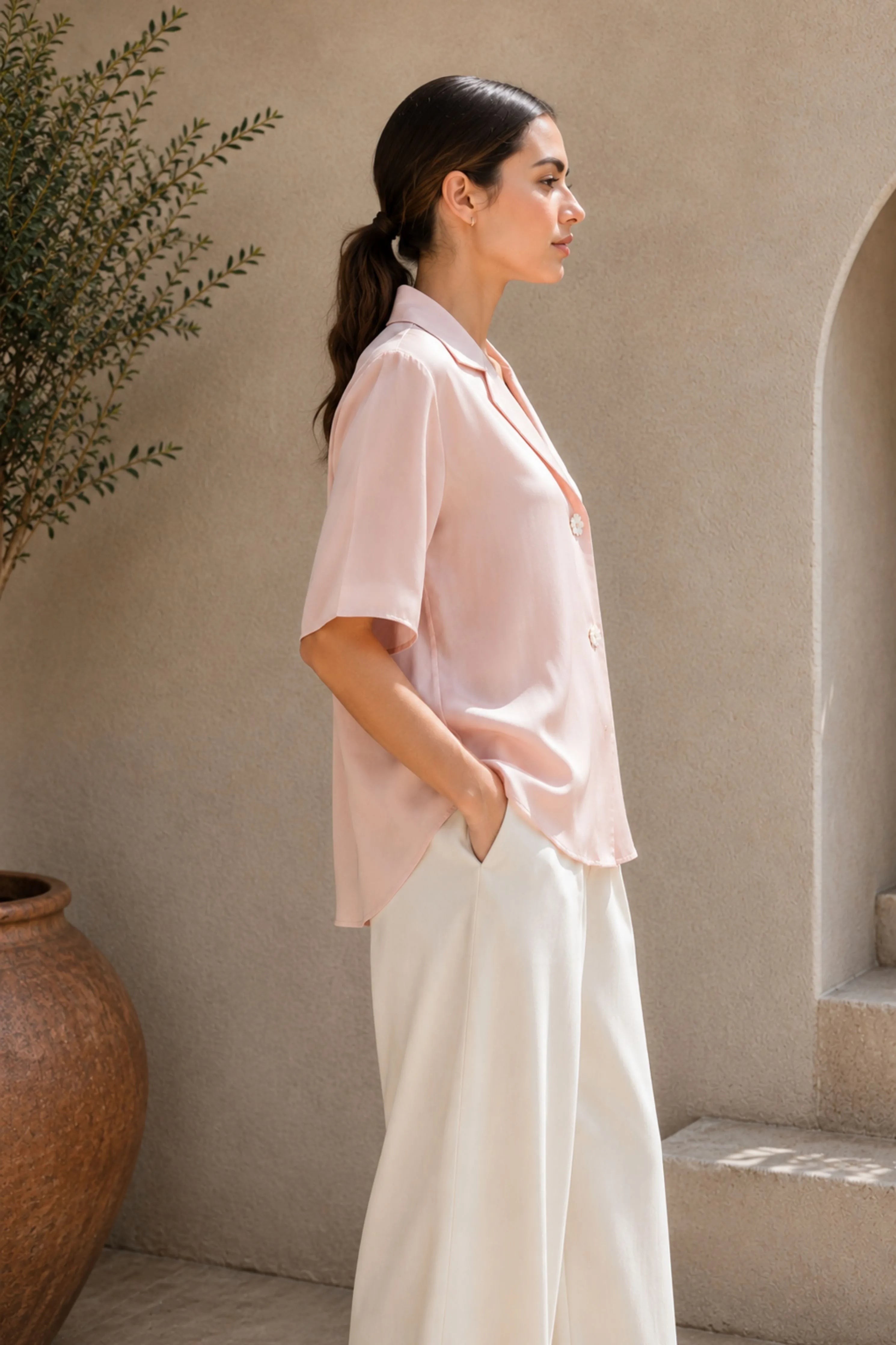 Roselle Silk Crepe Shirt