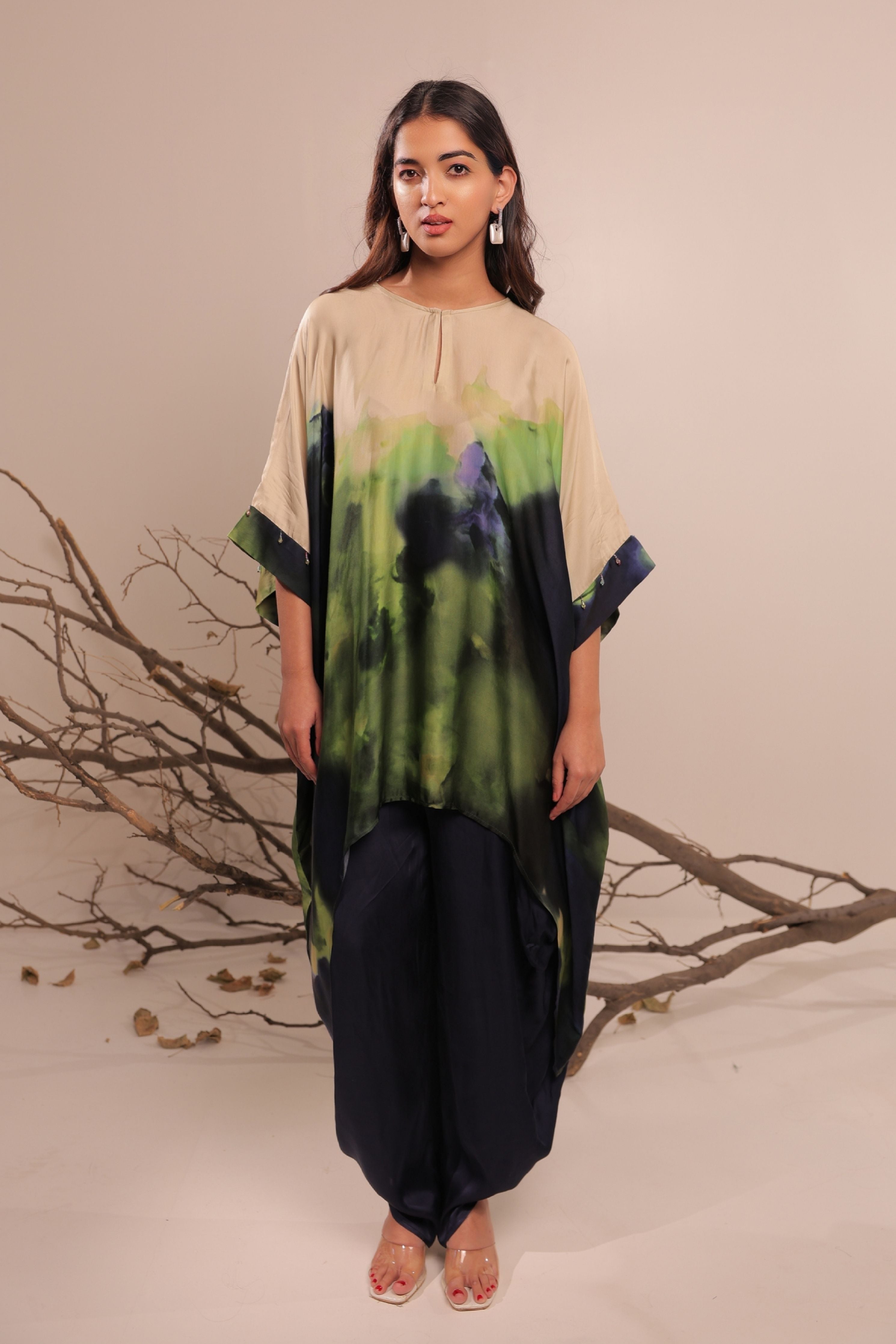 Jheel Asymmetric Kaftan Set