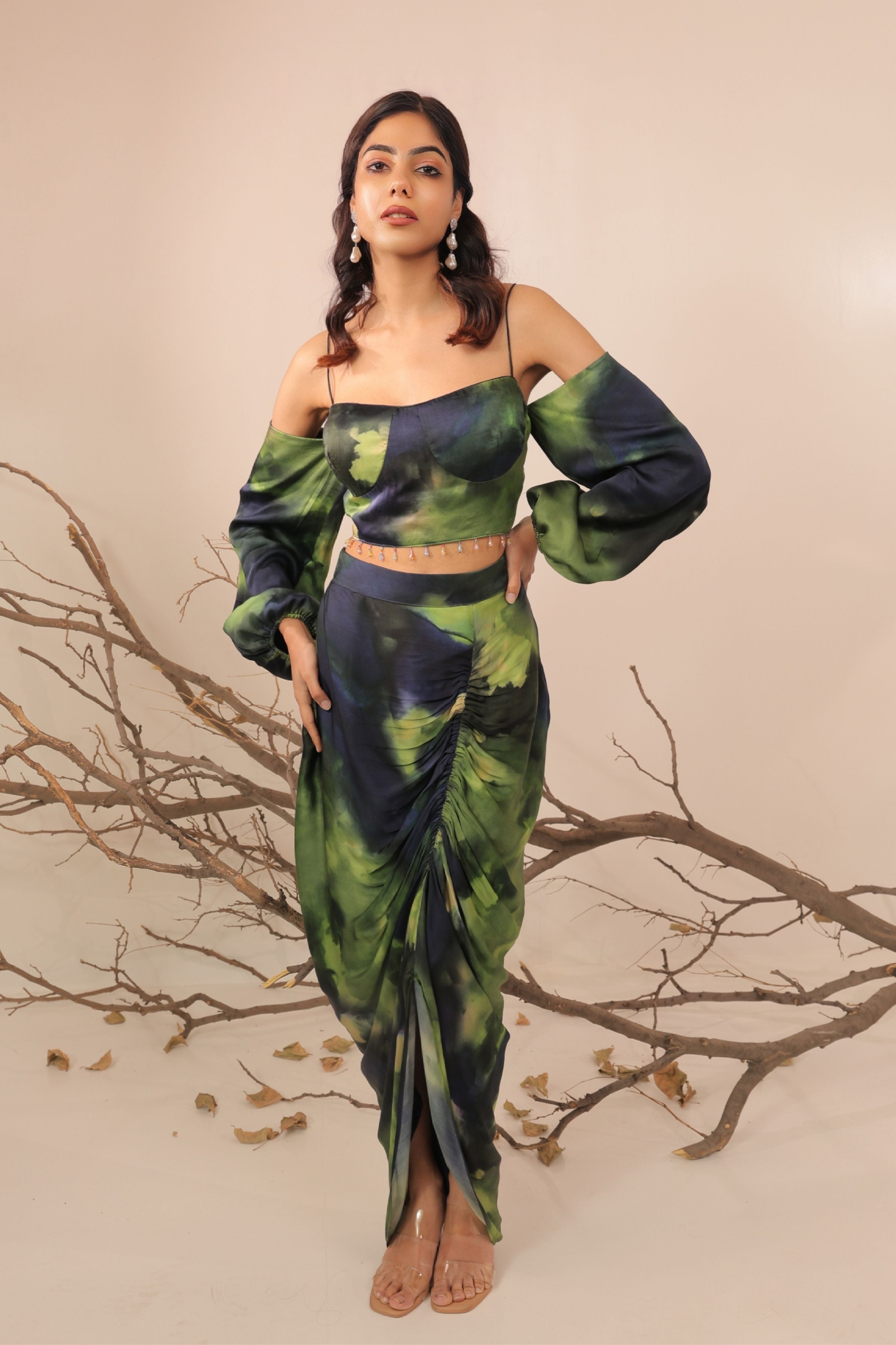 Jheel Ruched Skirt With Top