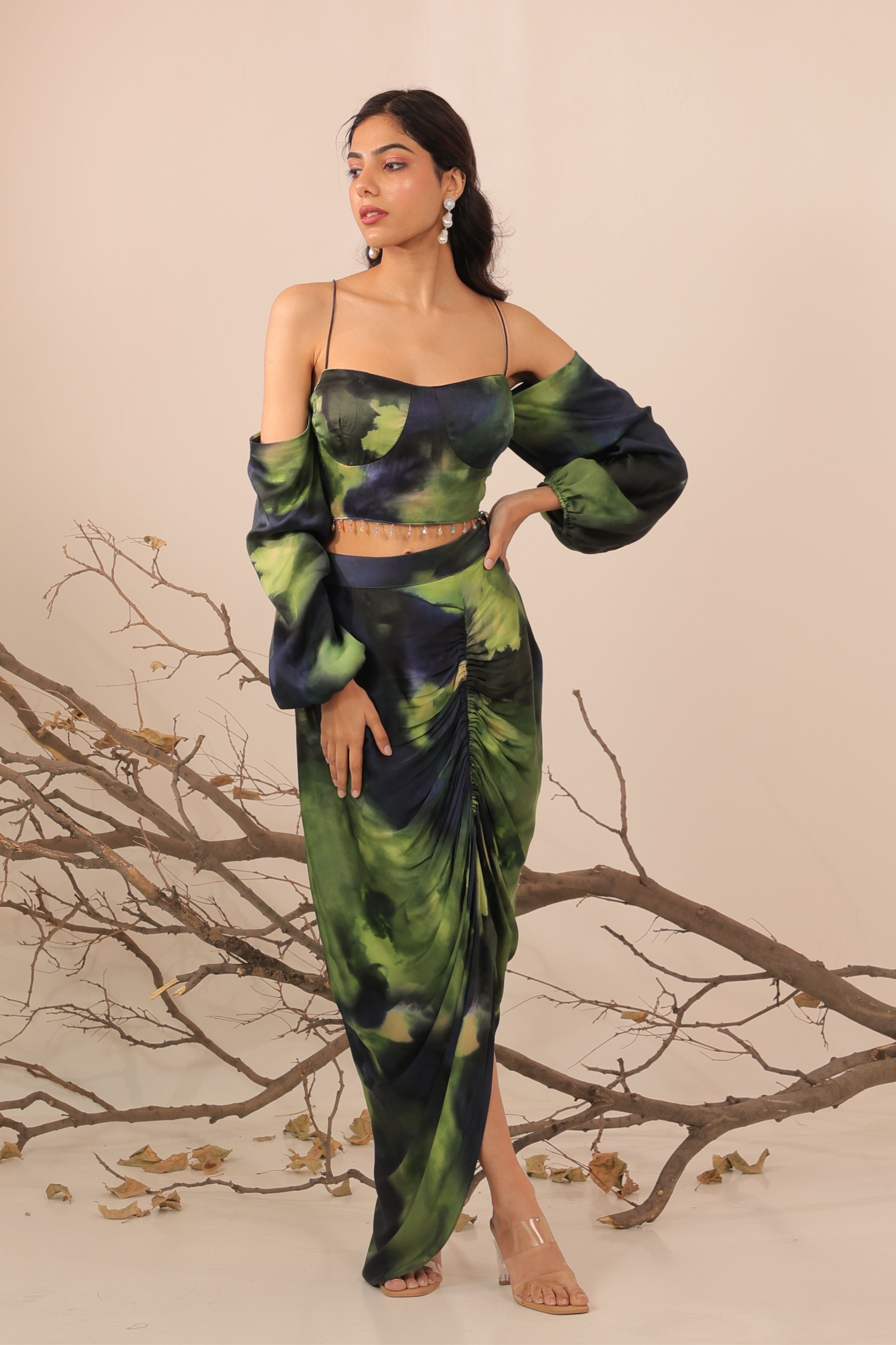 Jheel Ruched Skirt With Top