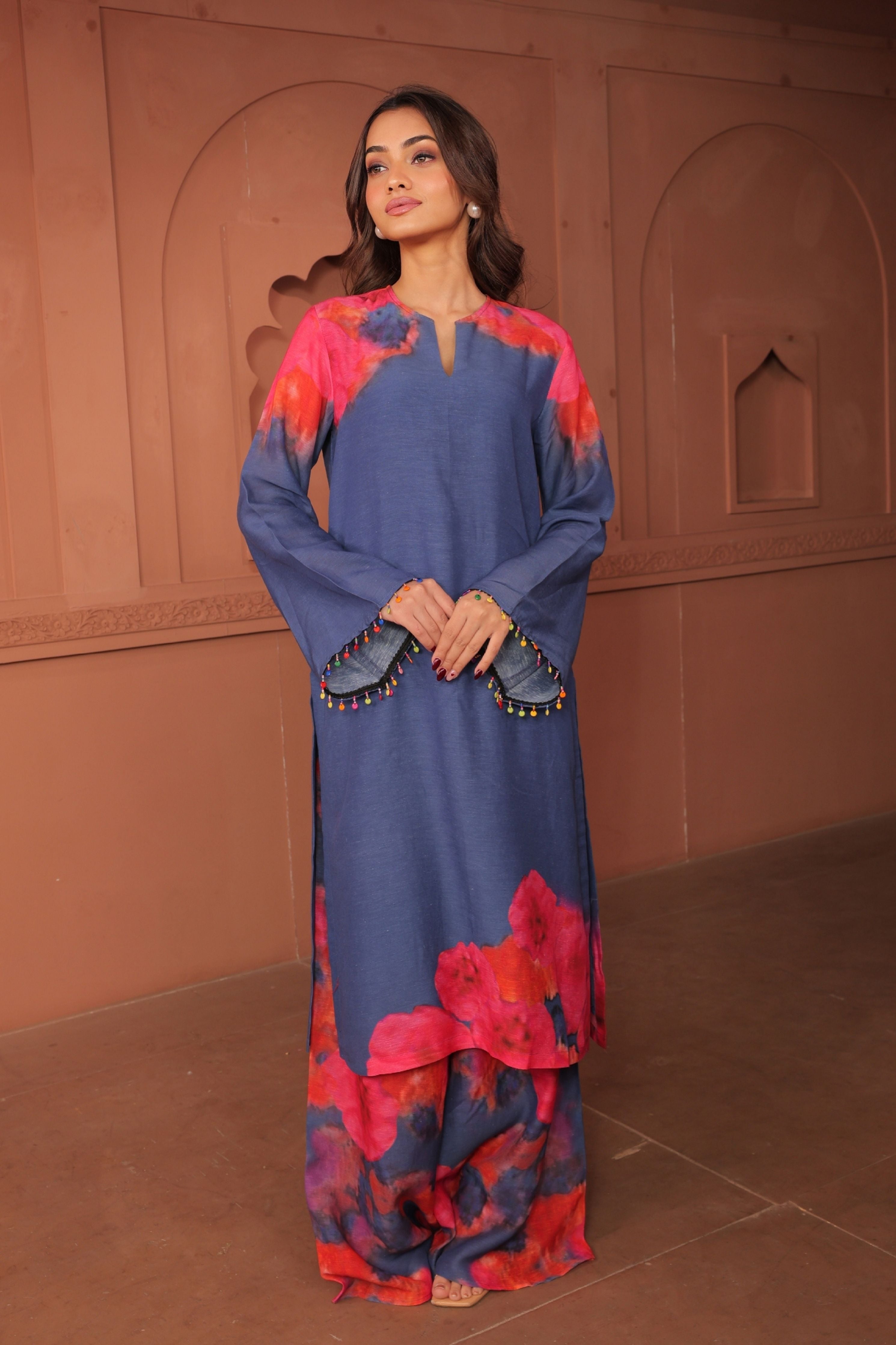 Blue Pankhudi A-Line Kurta Set