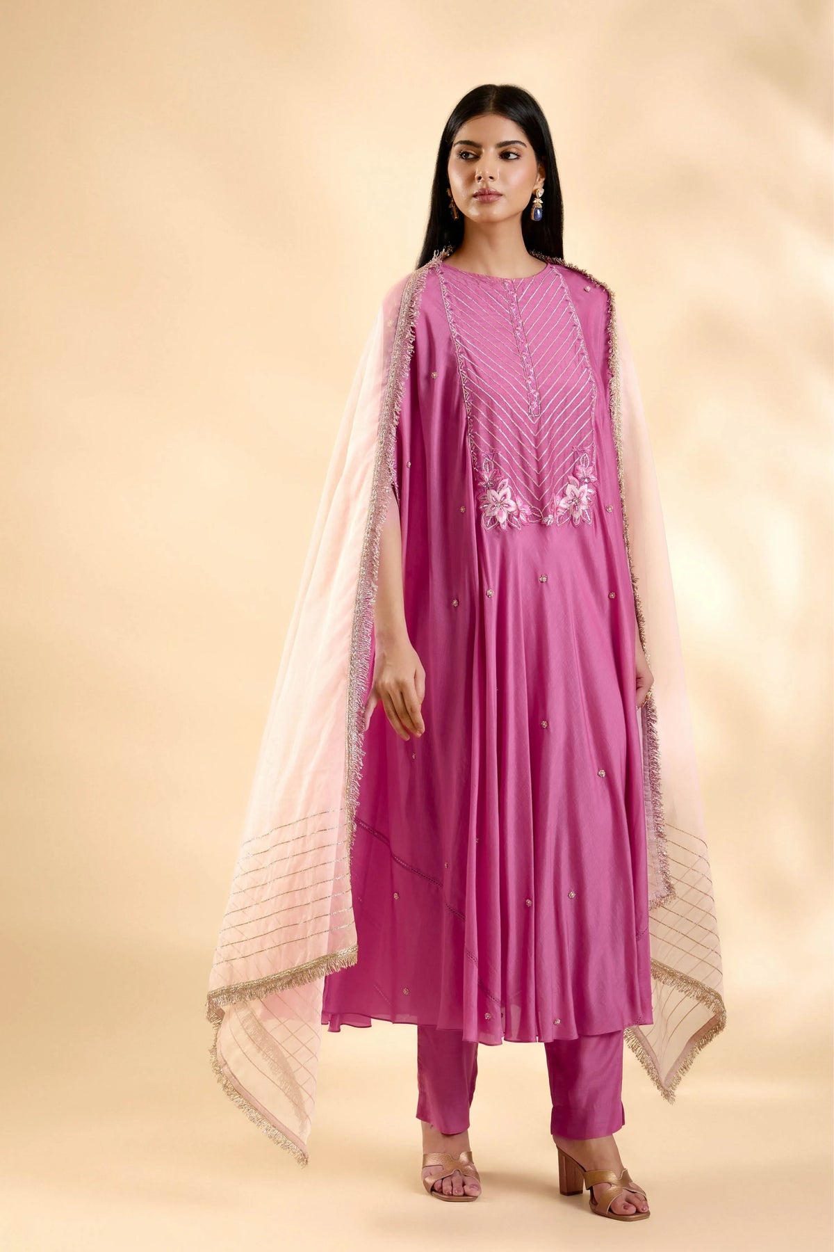 Gulabi Sitara Anarkali Set