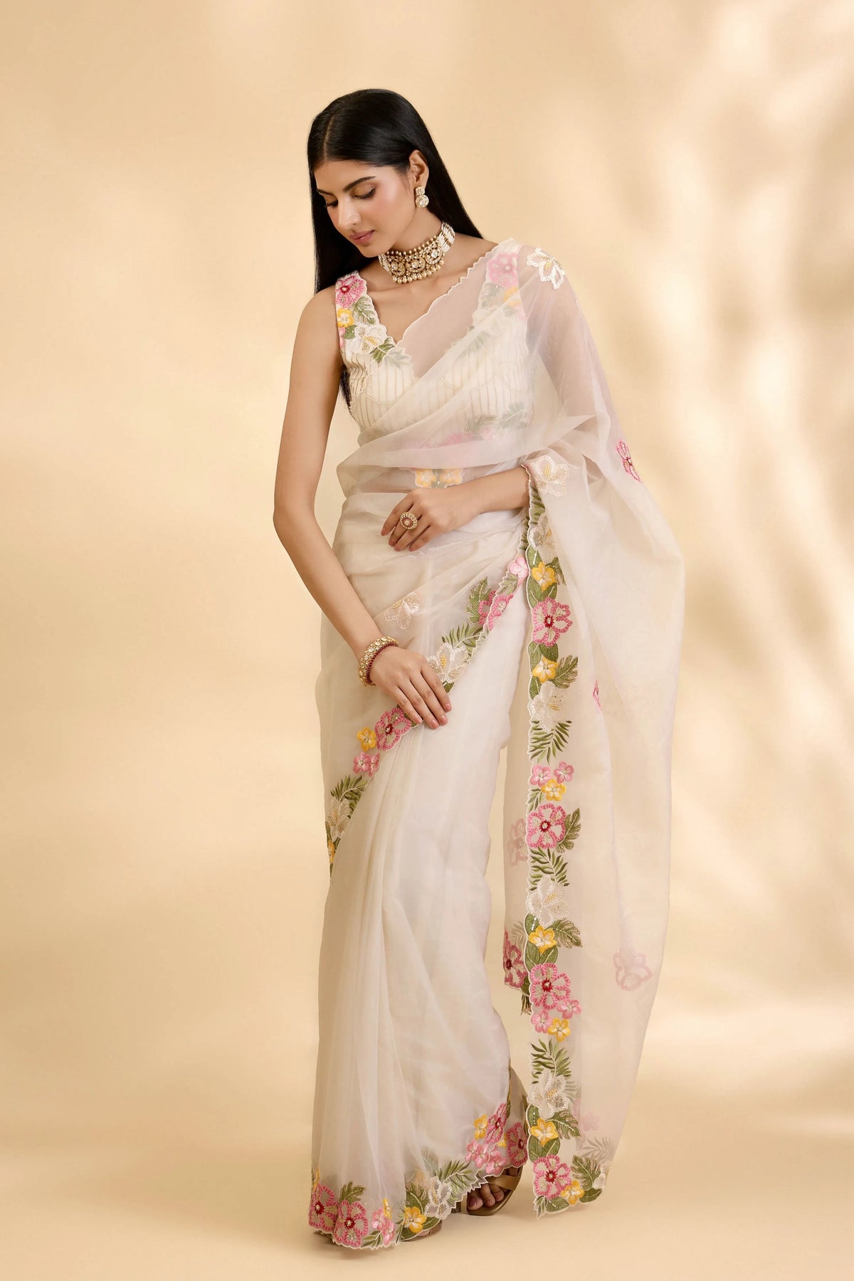 Chandani Ruksar Embellished Sari Set