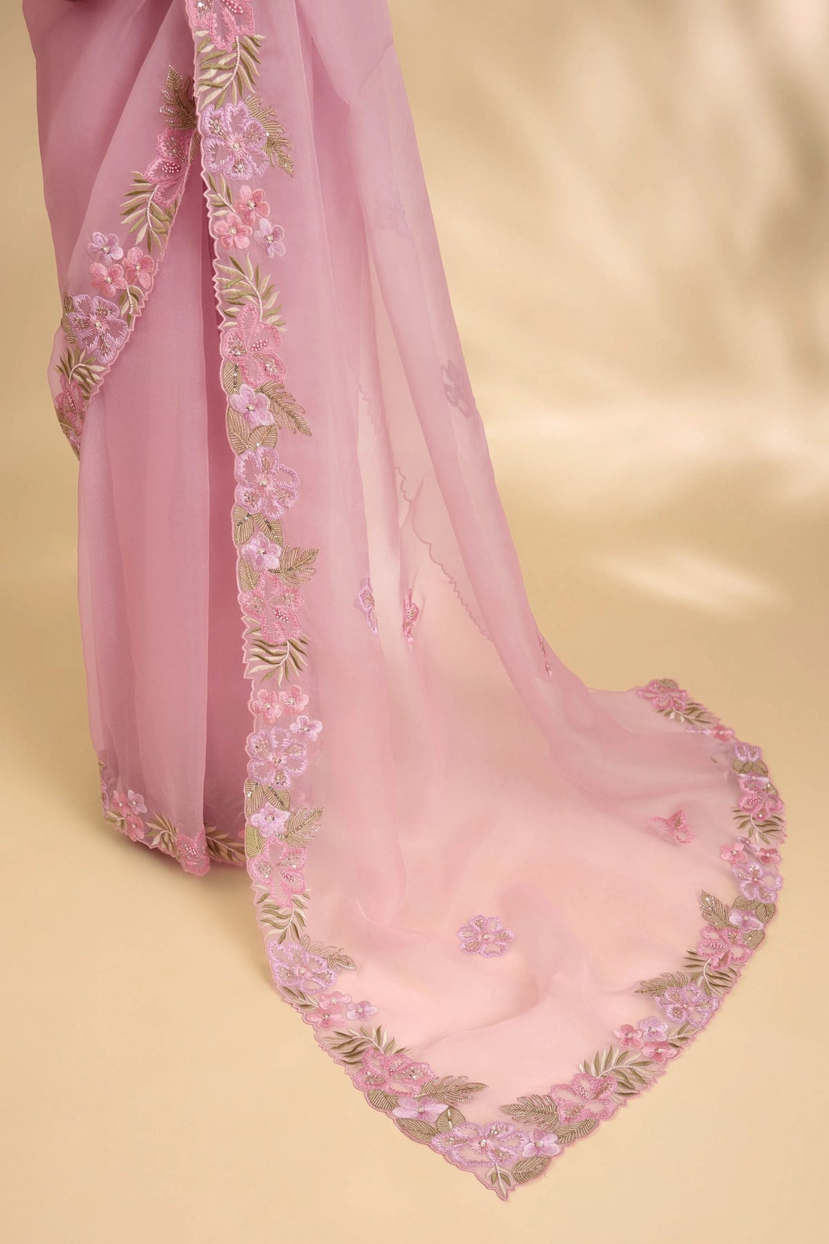 Rose Ruksar Embellished Sari Set