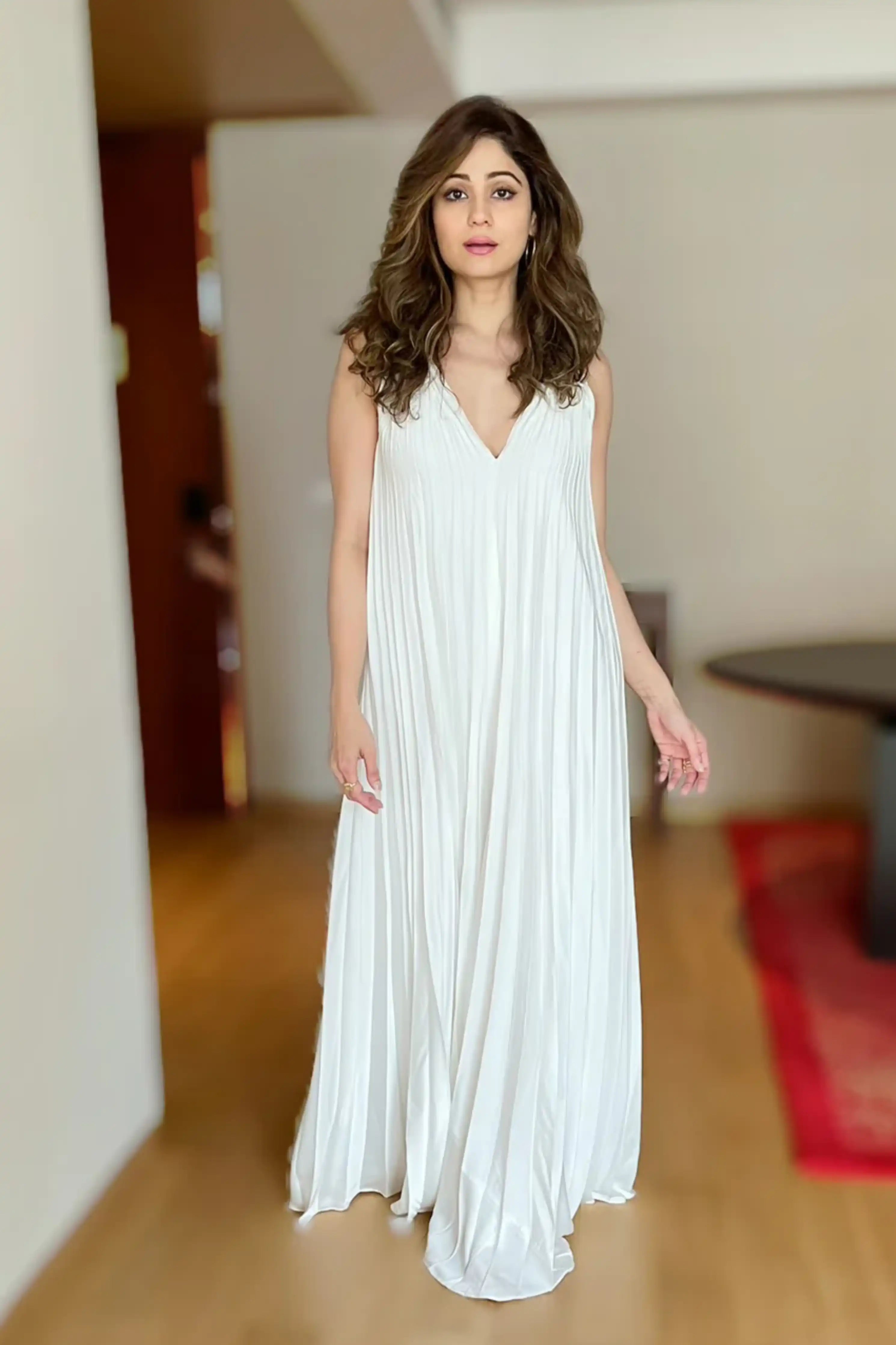 White Flowy Pleated Jumpsuit