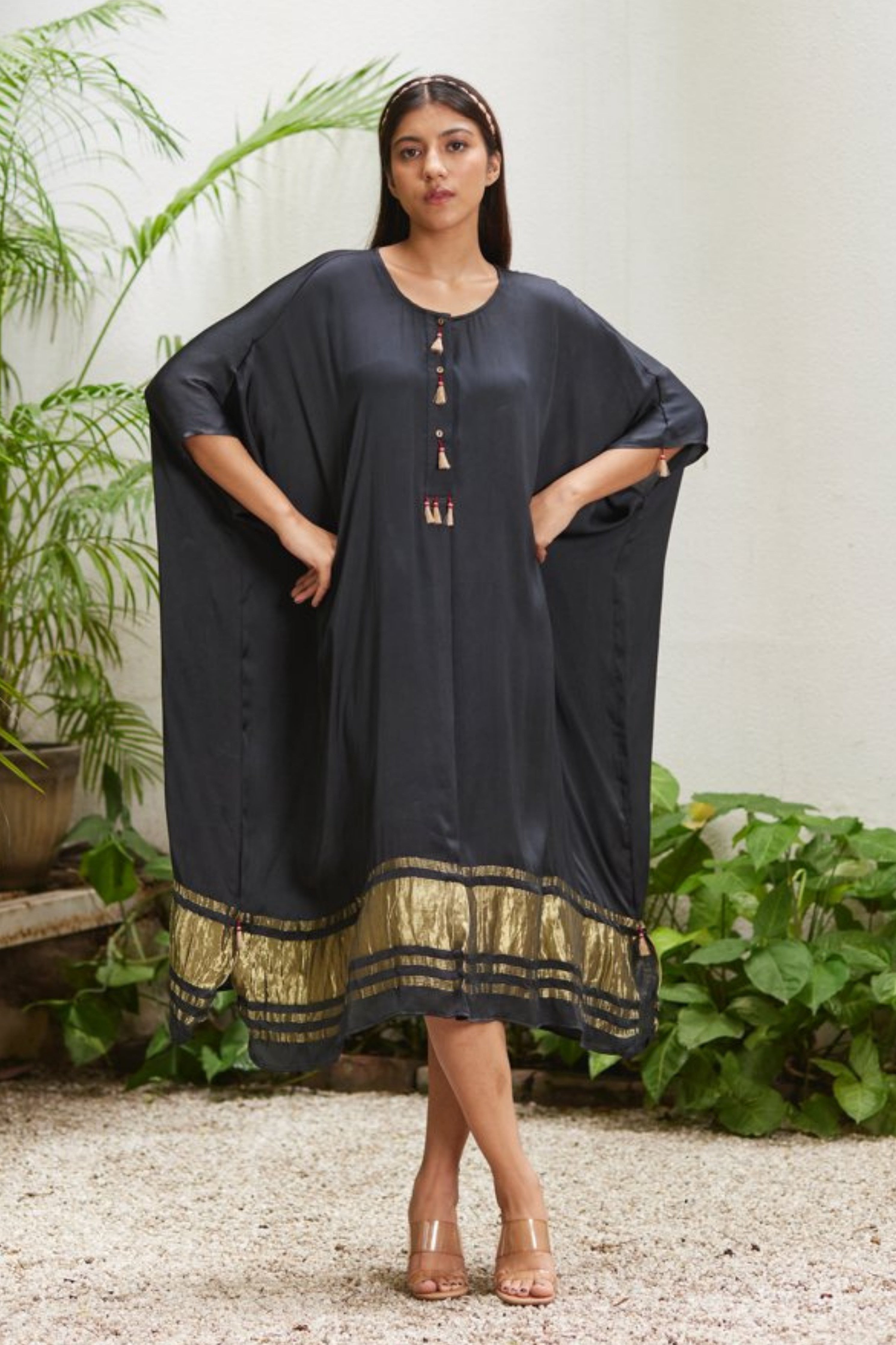 Slate Black Gold Kaftan