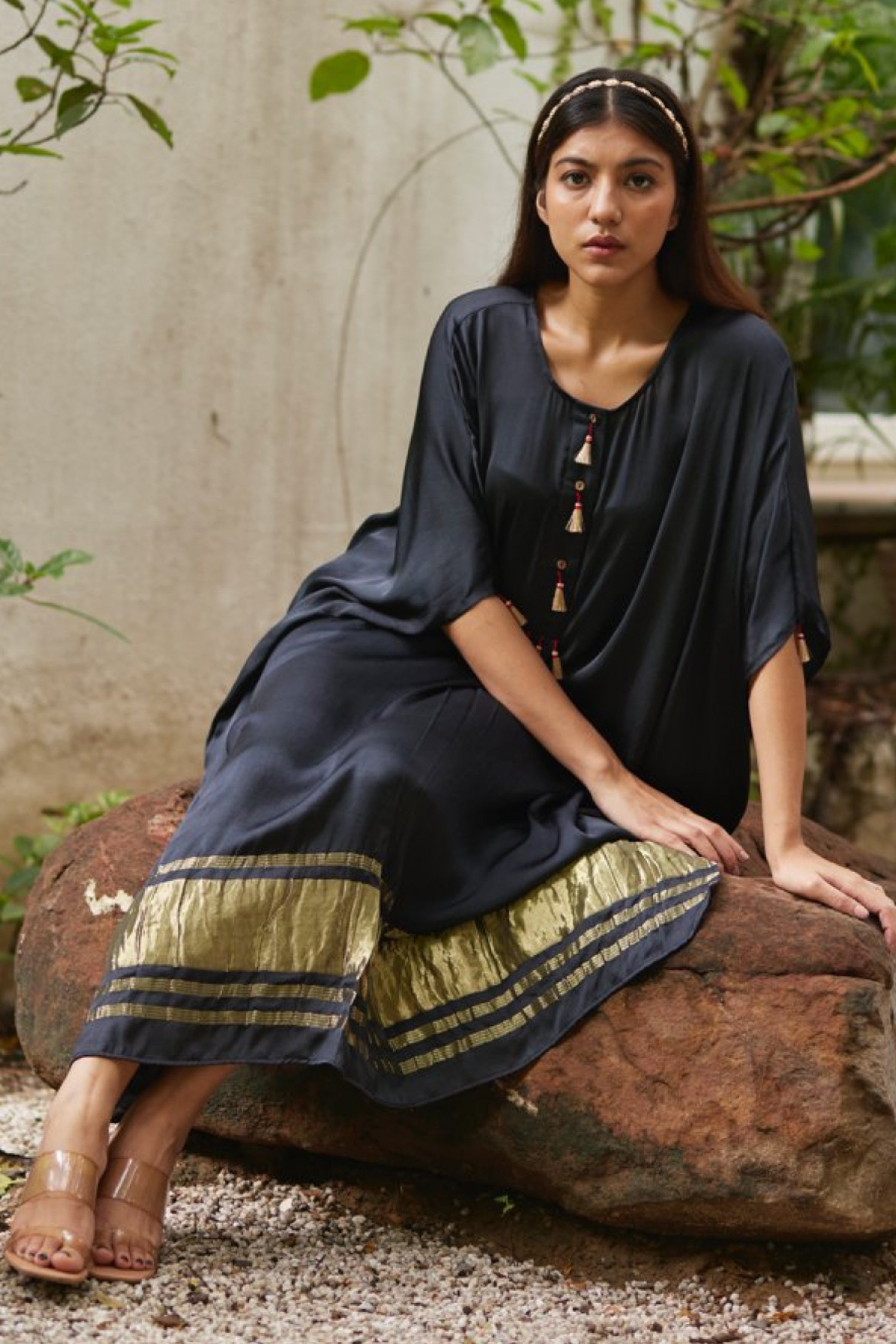 Slate Black Gold Kaftan