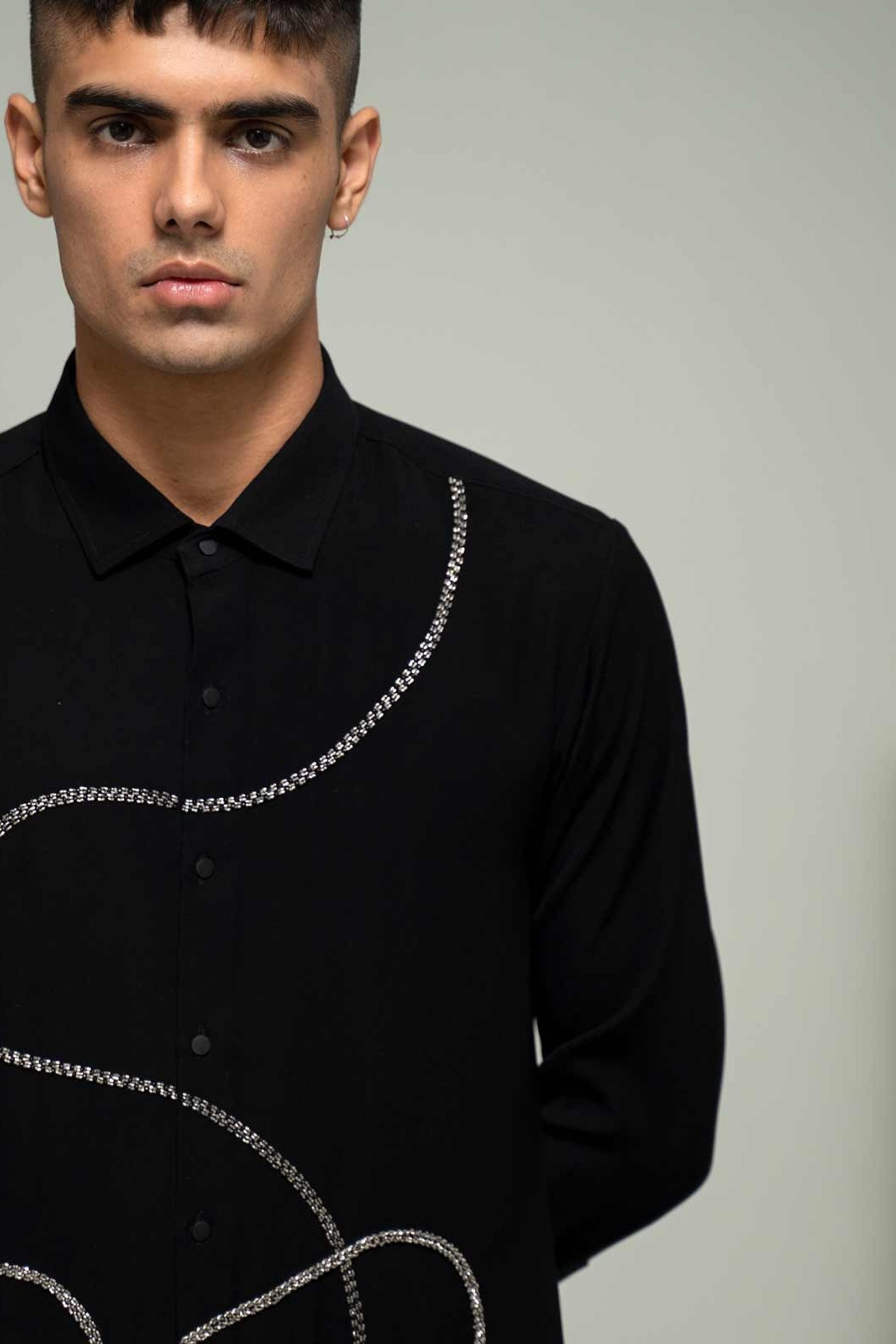 Black Metallic Chain Shirt
