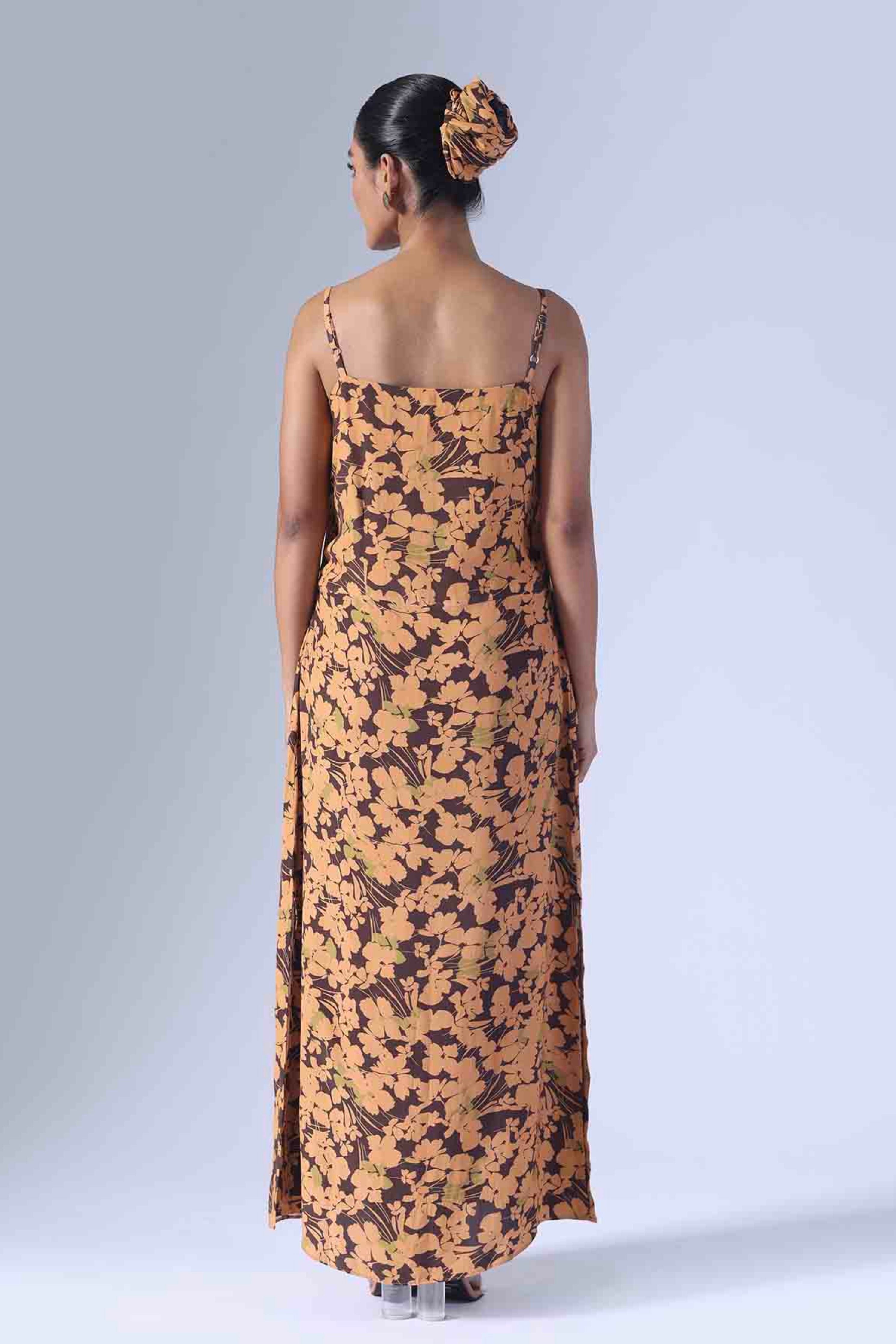 Spring Brown Long Slip Dress