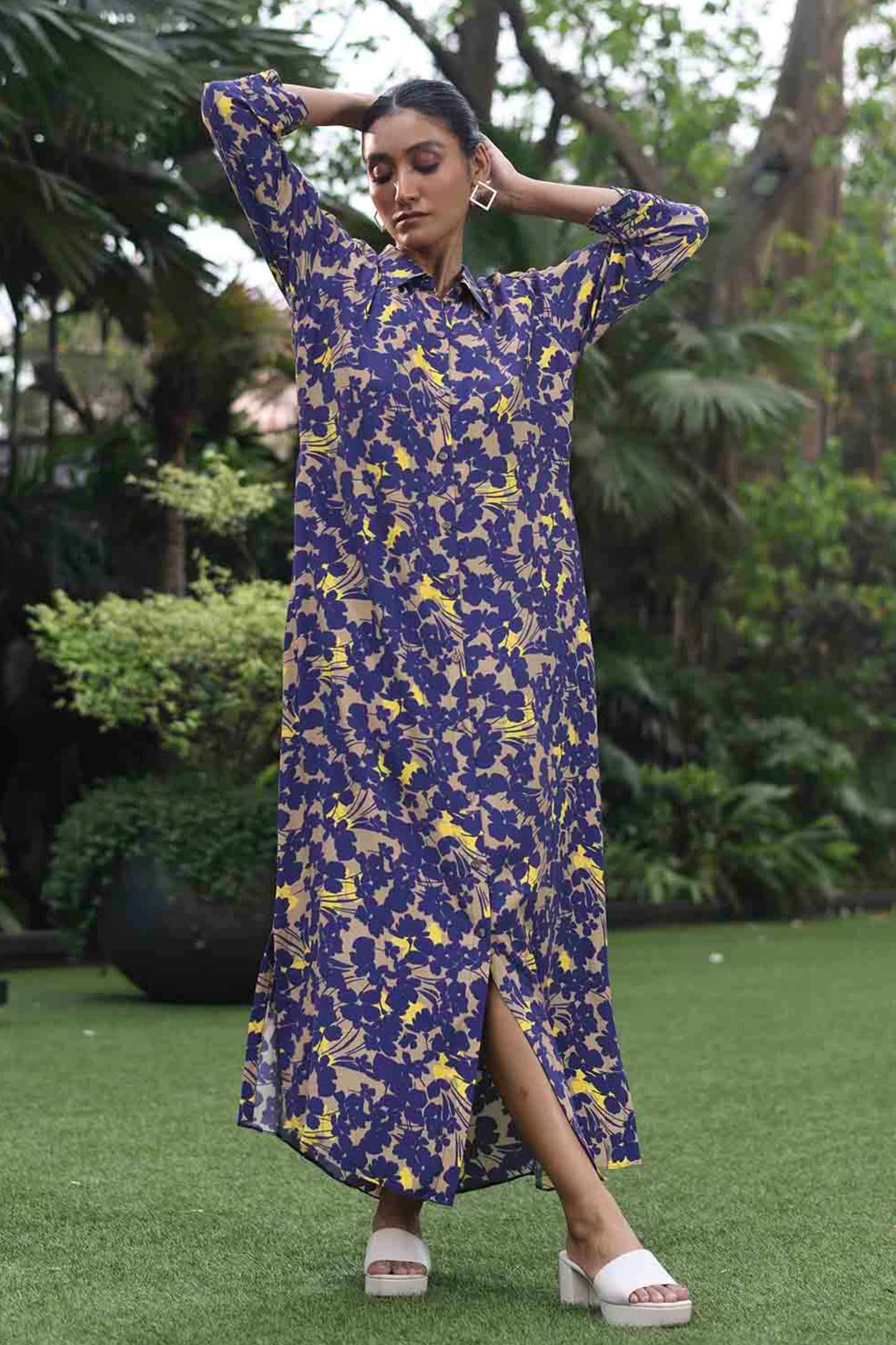 Spring Navy Long Dress