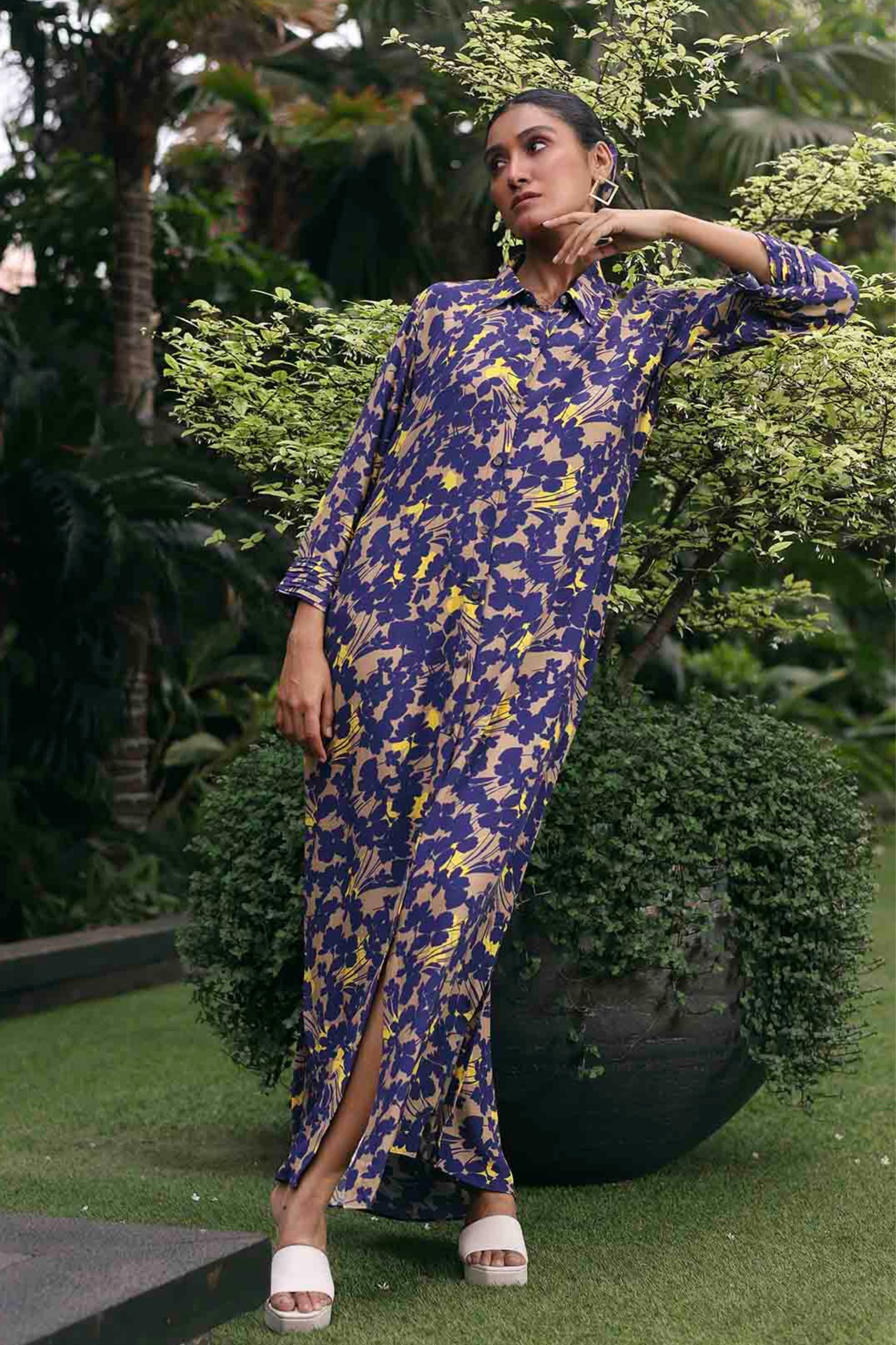Spring Navy Long Dress