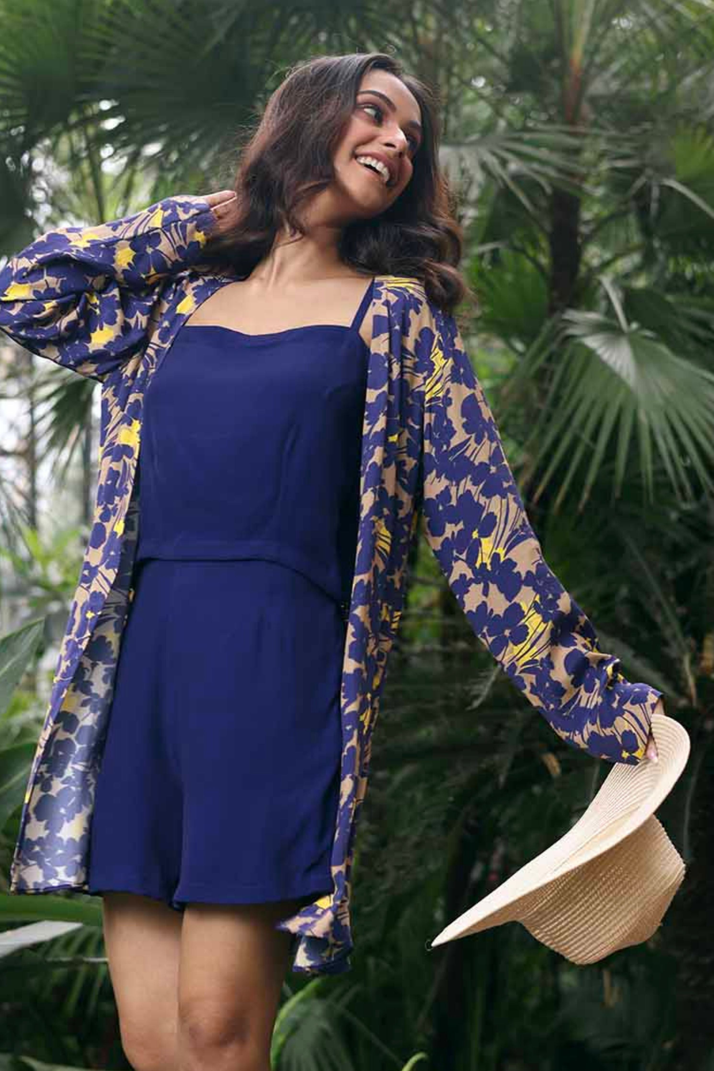 Spring Navy Shorts Set With Jacket