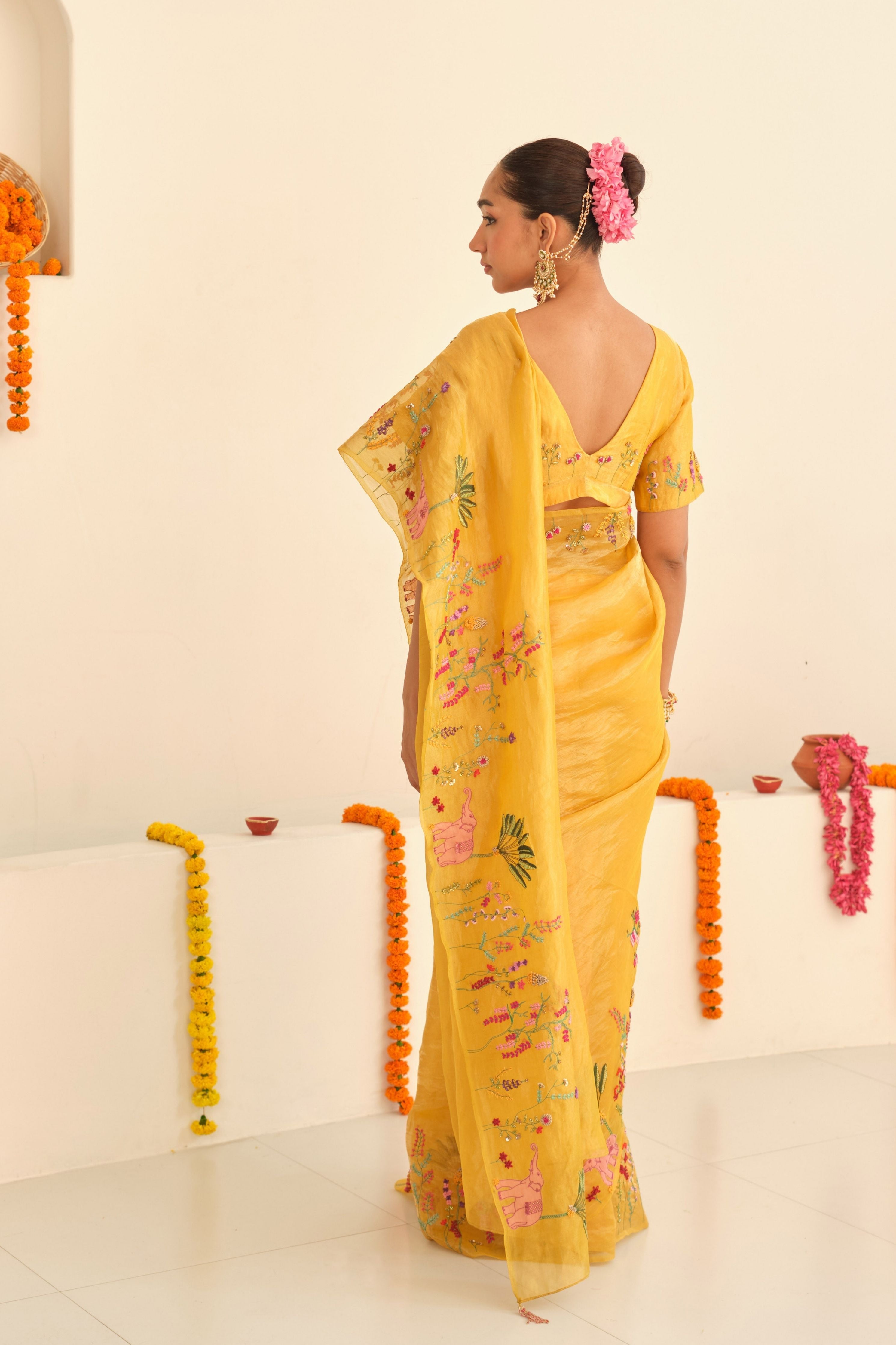 Sunehri Silk Tissue Sari