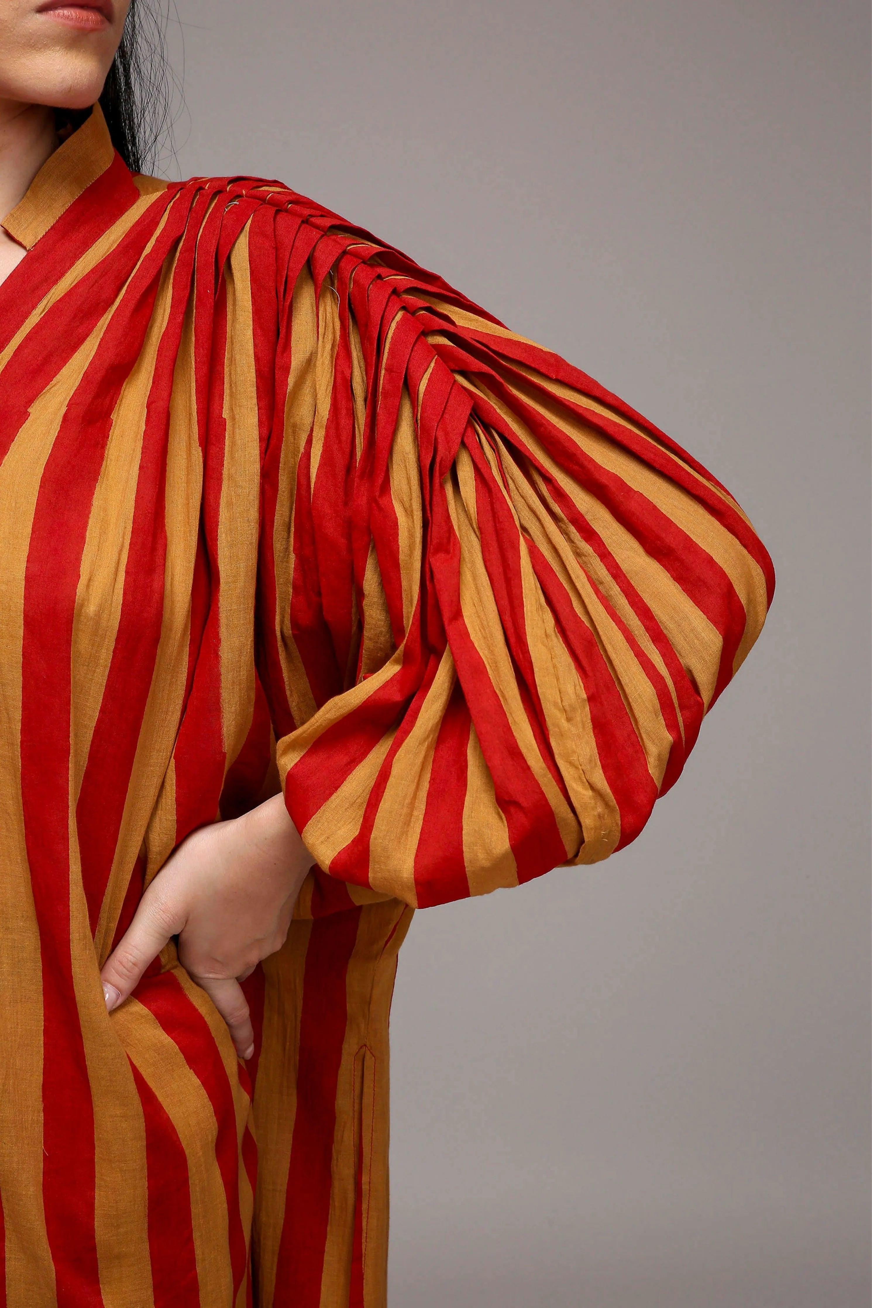 Tan-Brown Red Striped Baha Tunic Set