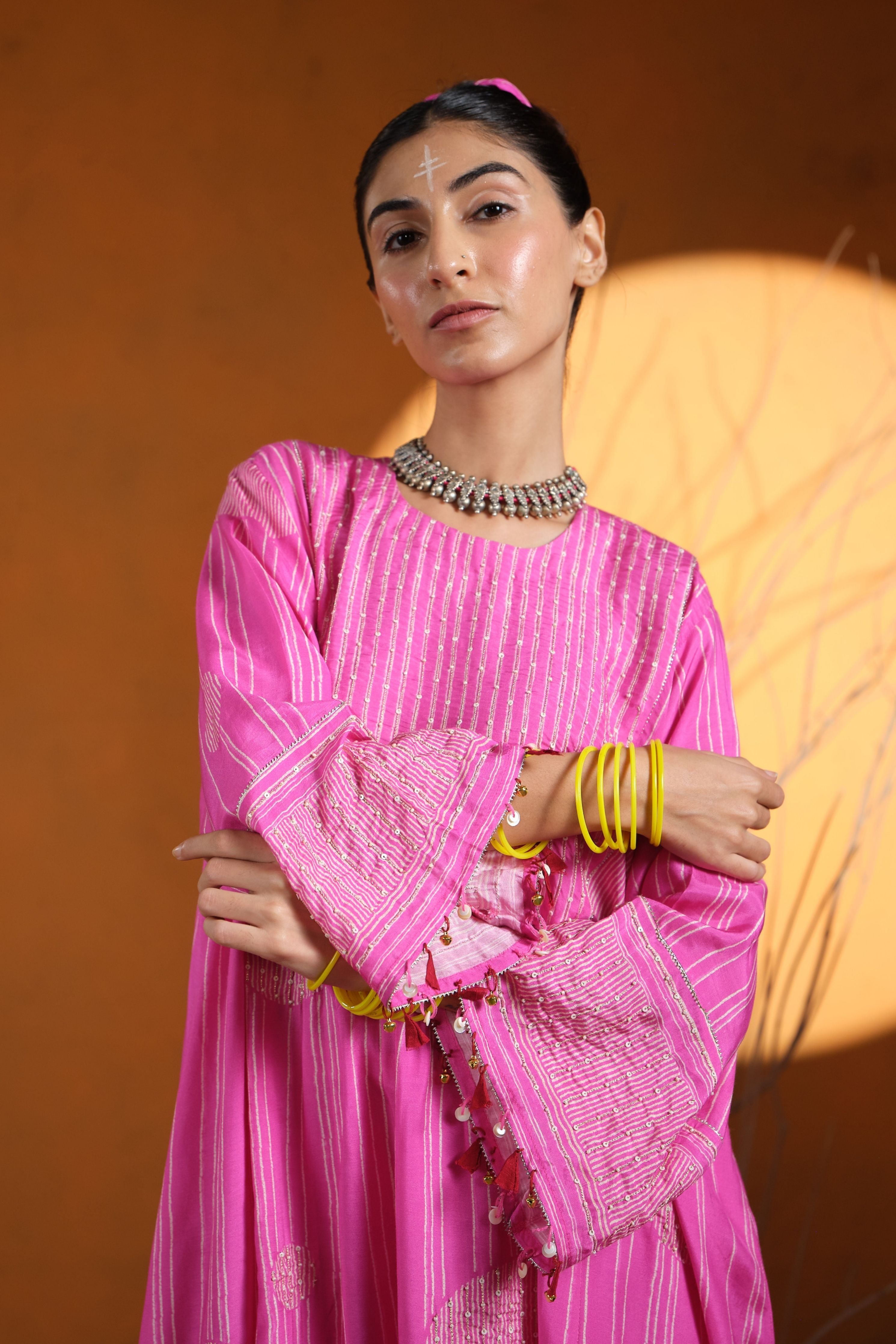 Pink Shibori Kurta Set