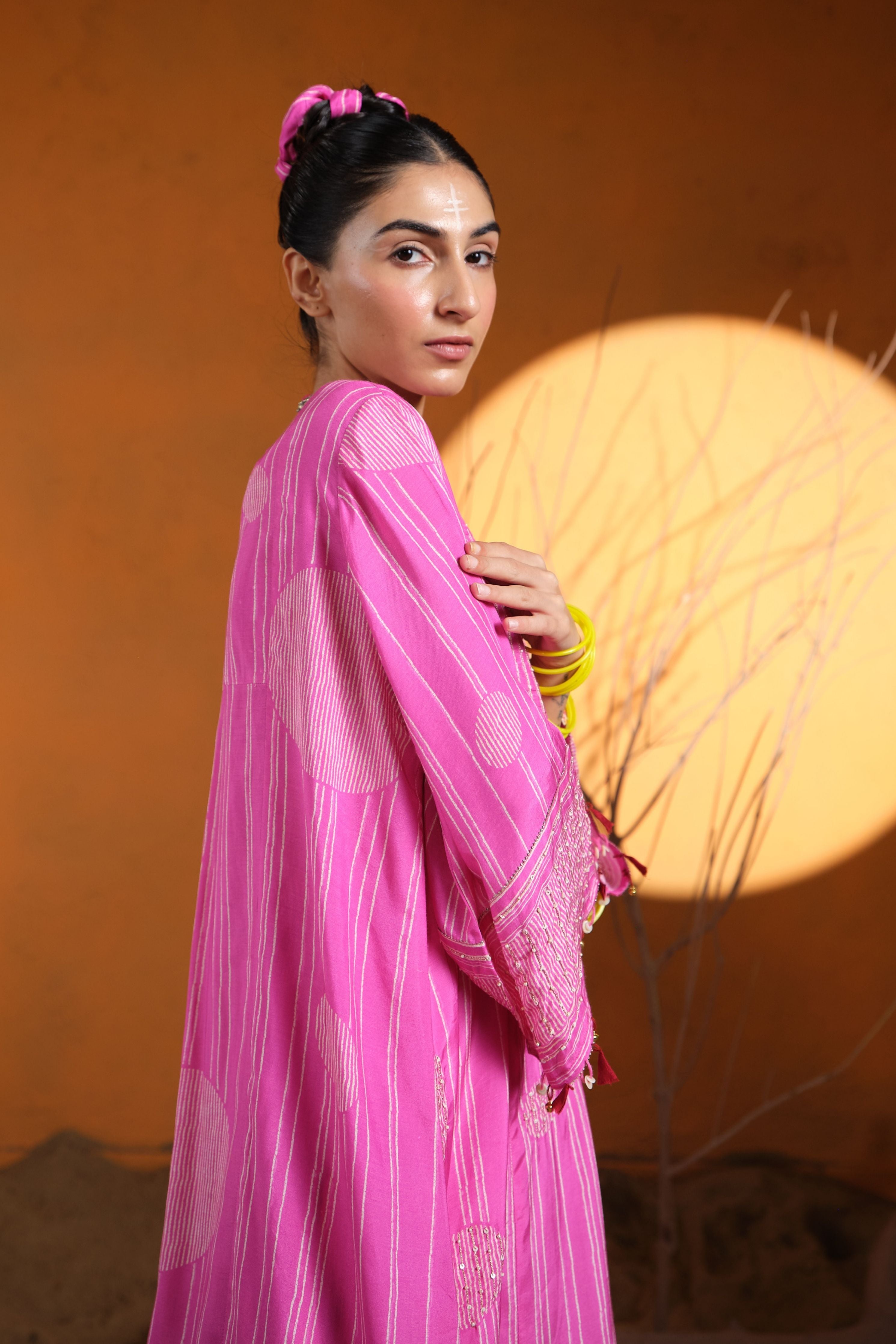 Pink Shibori Kurta Set