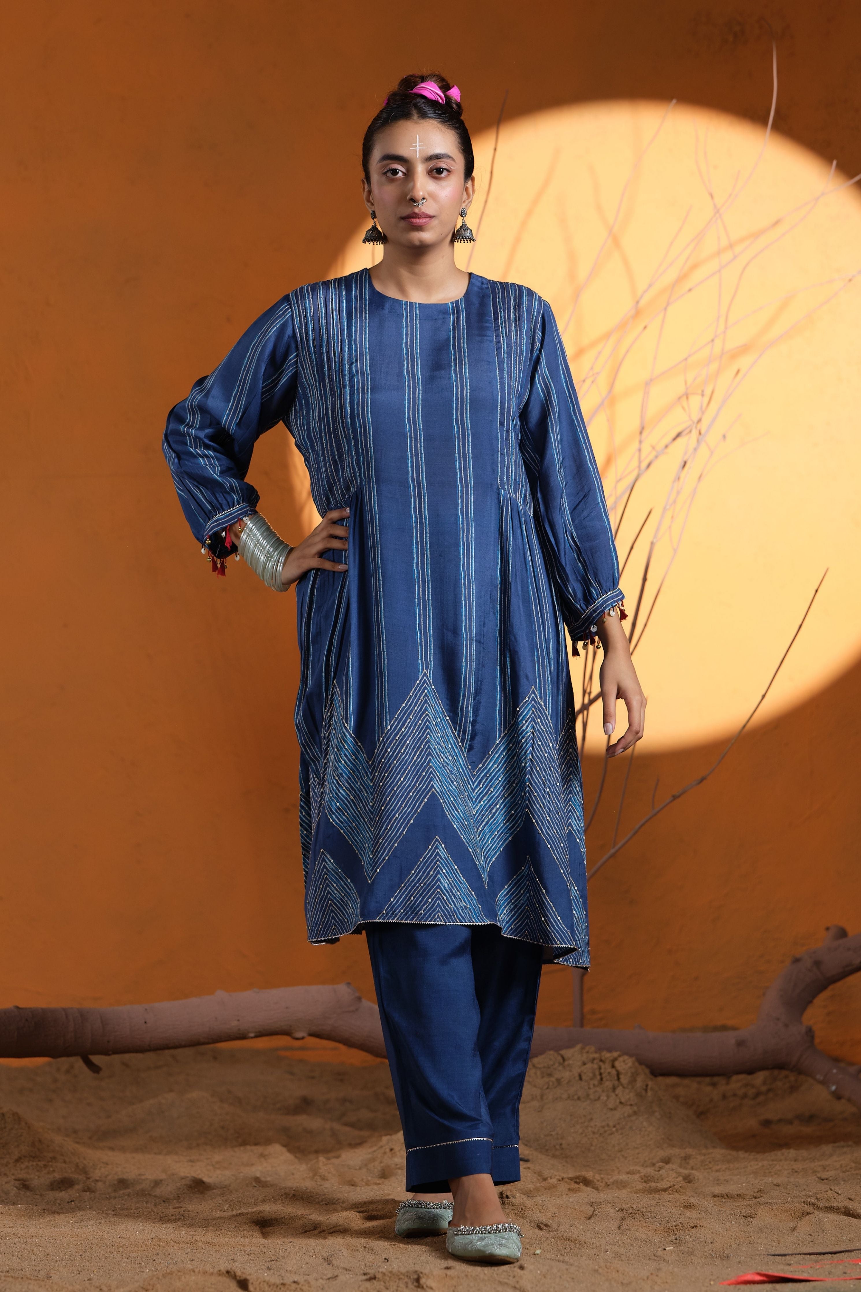 Blue Shibori Kurta Set