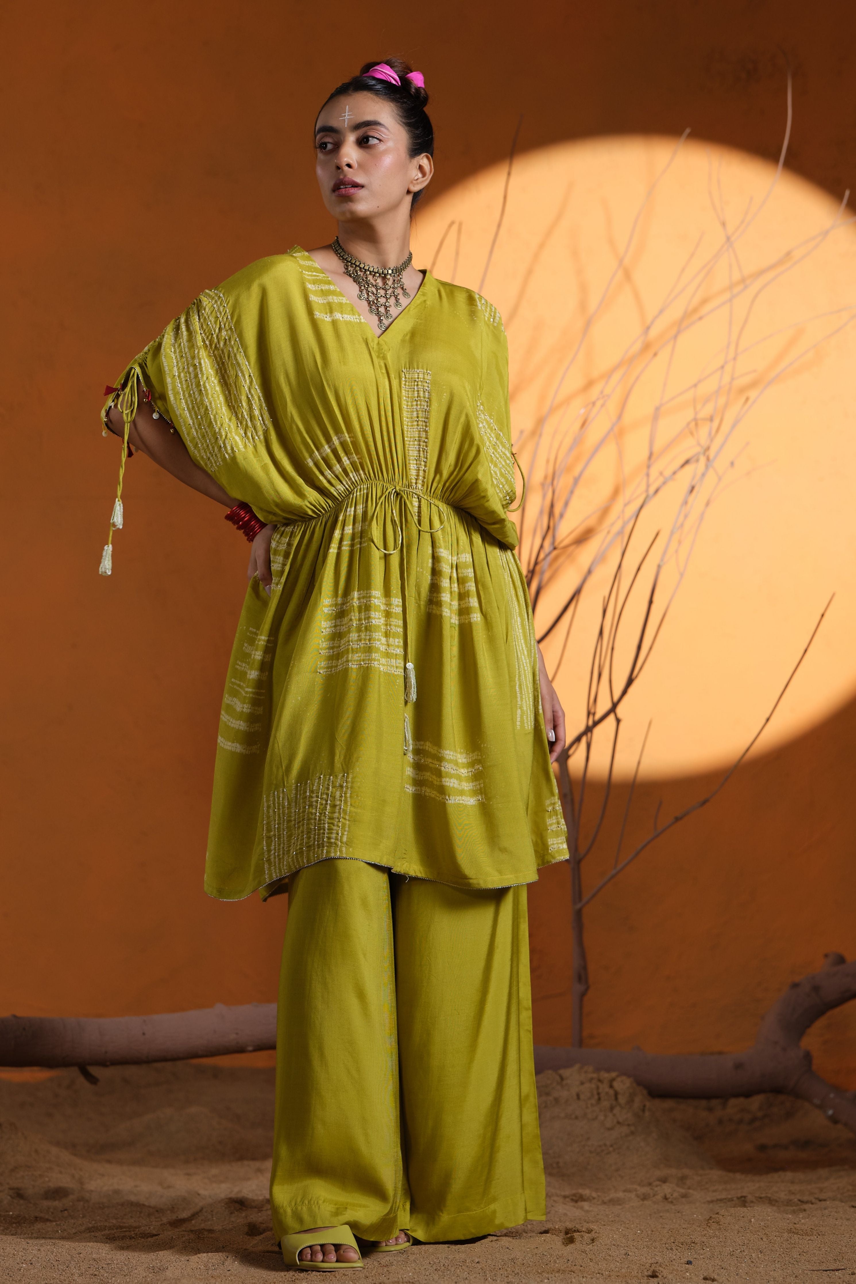Lime Green Kaftan Set