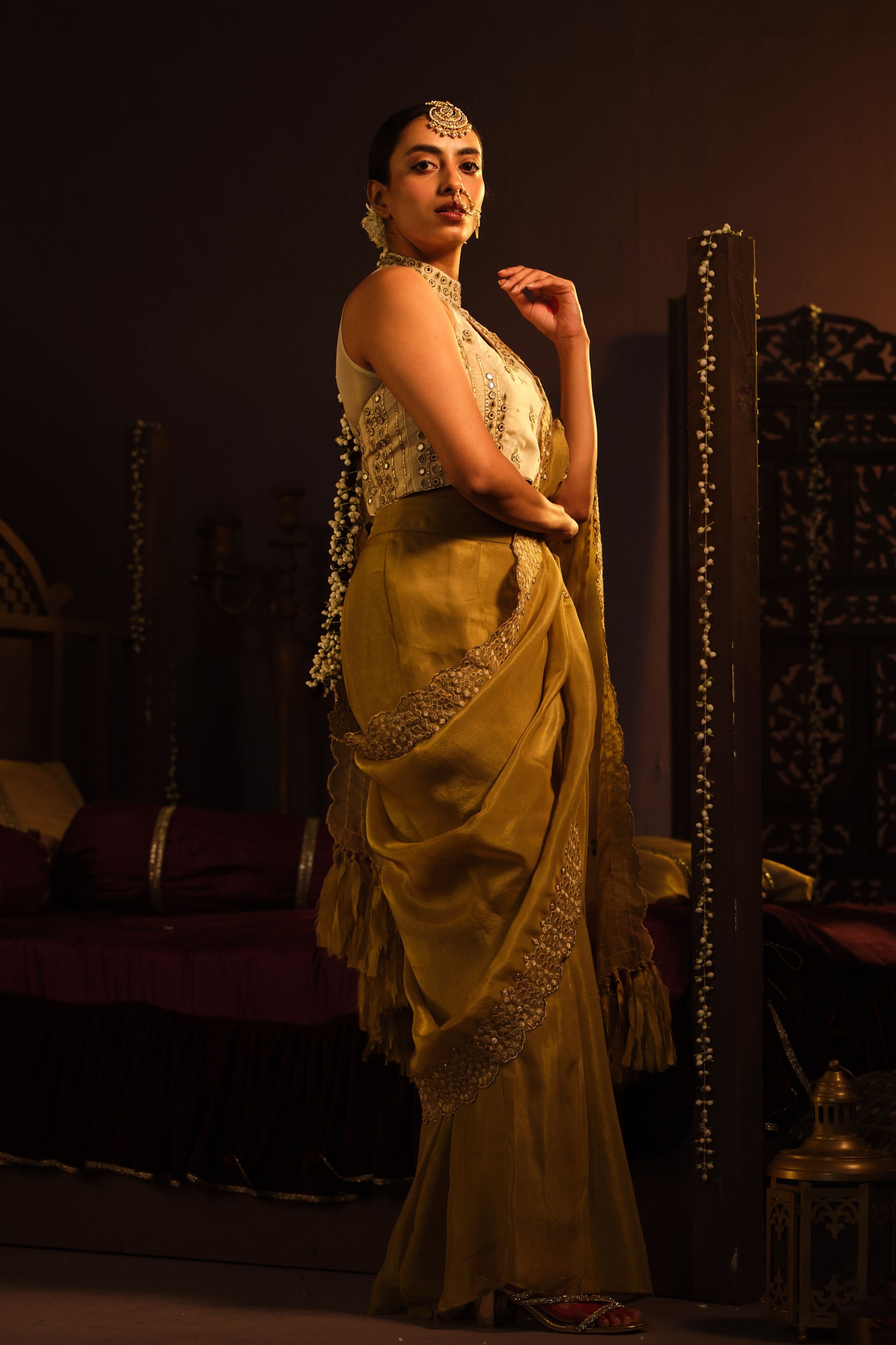 Cream Drape Saree