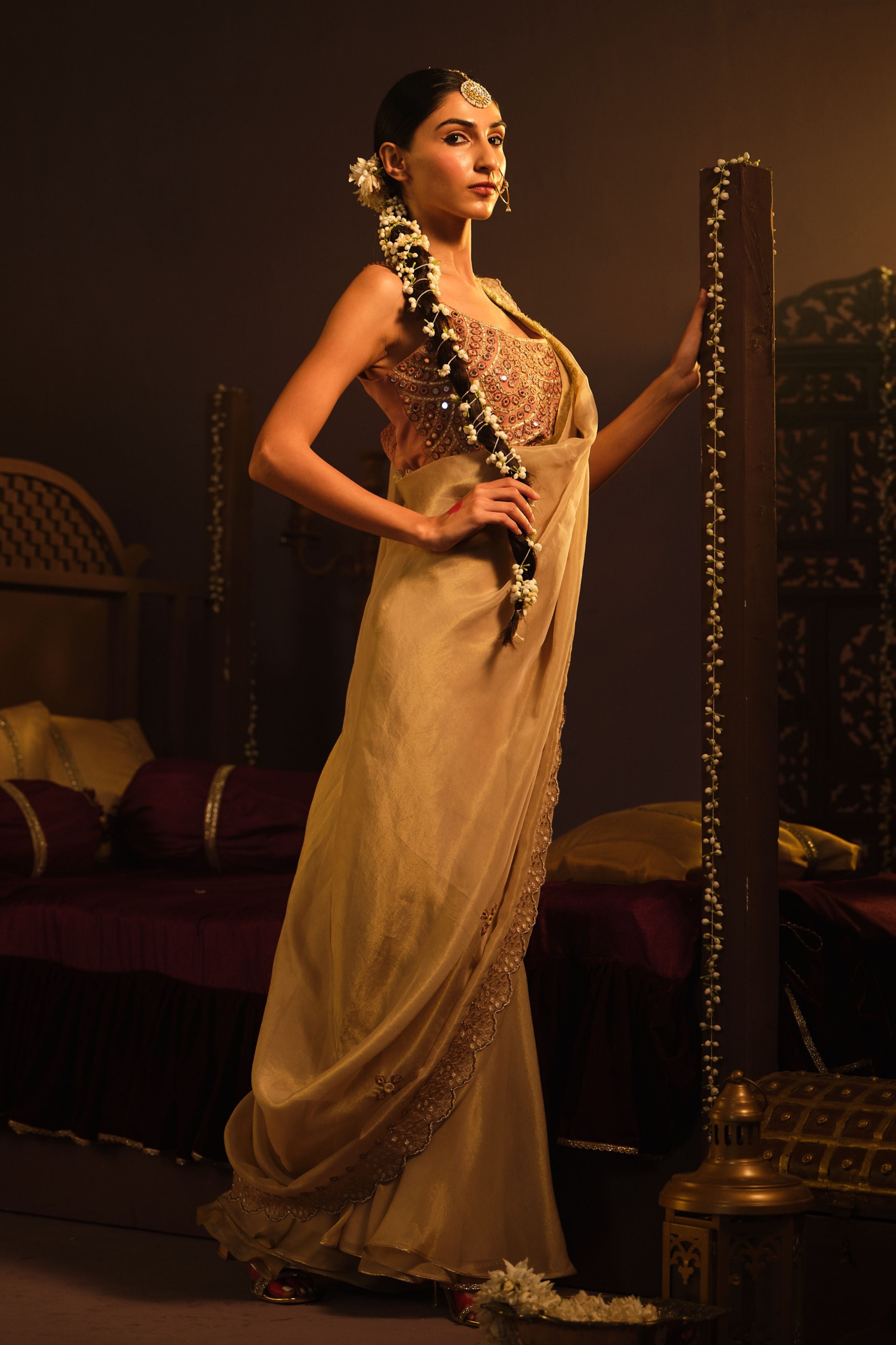 Pink Drape Saree