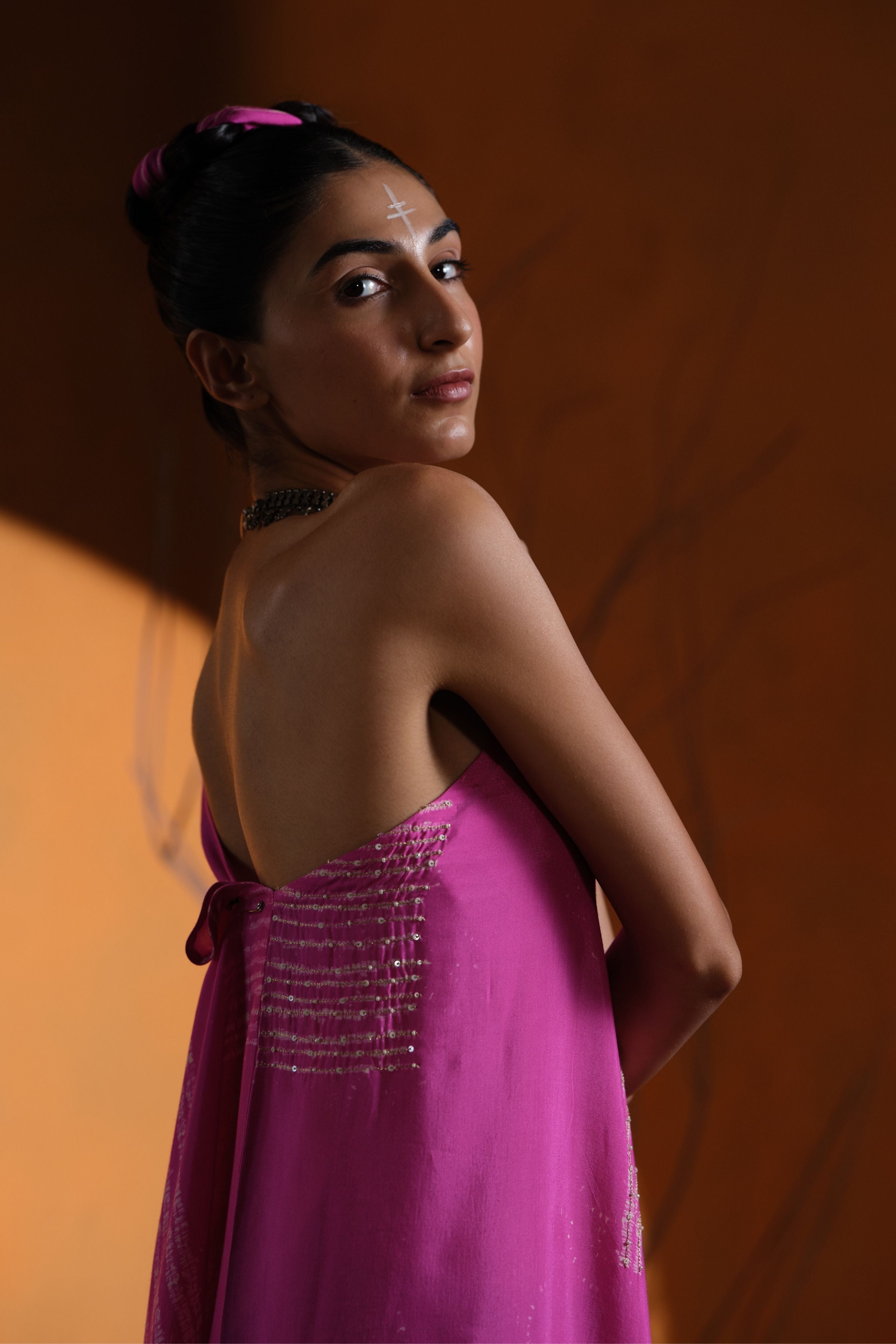 Bright Pink One Shoulder Assymetric Dress