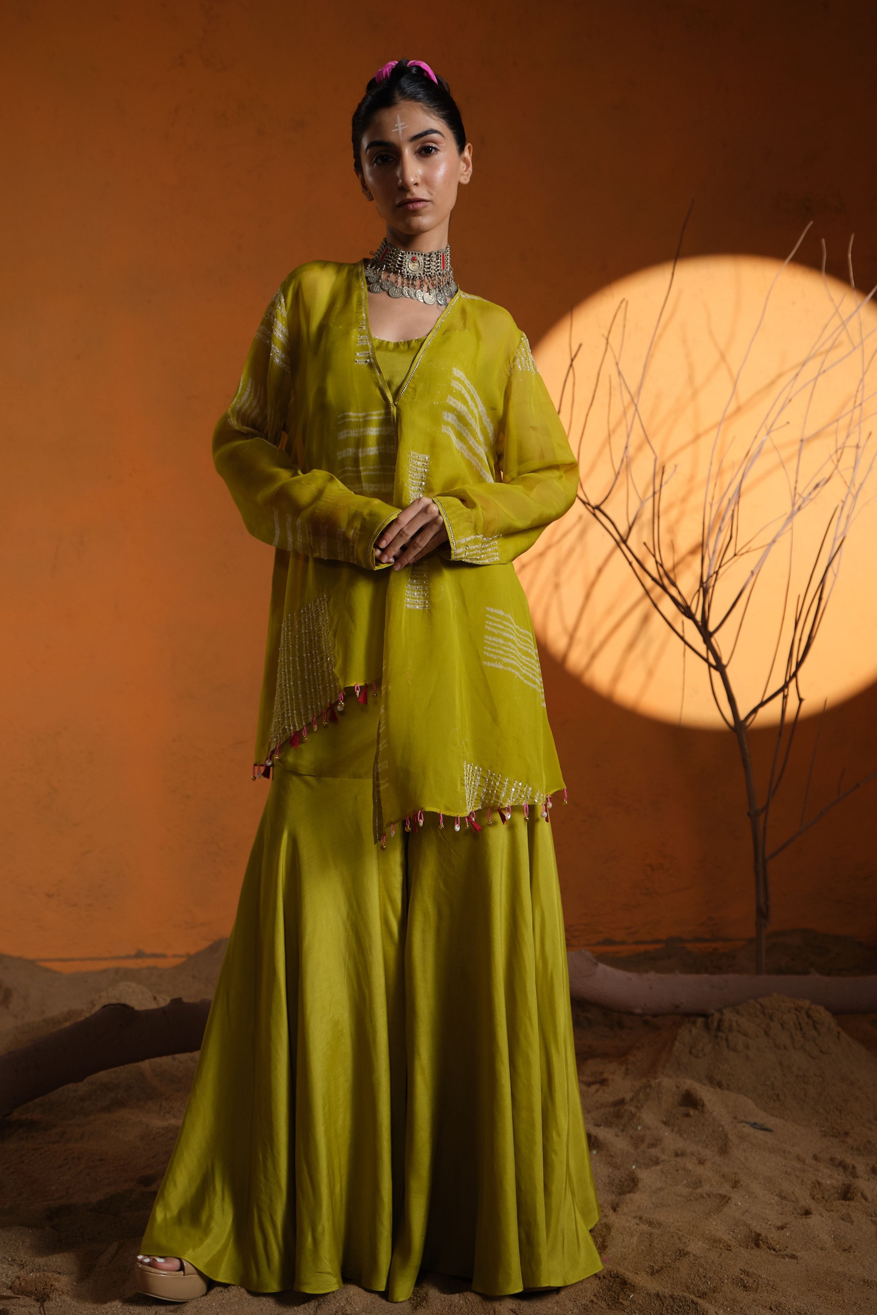 Lime Green Sharara Set