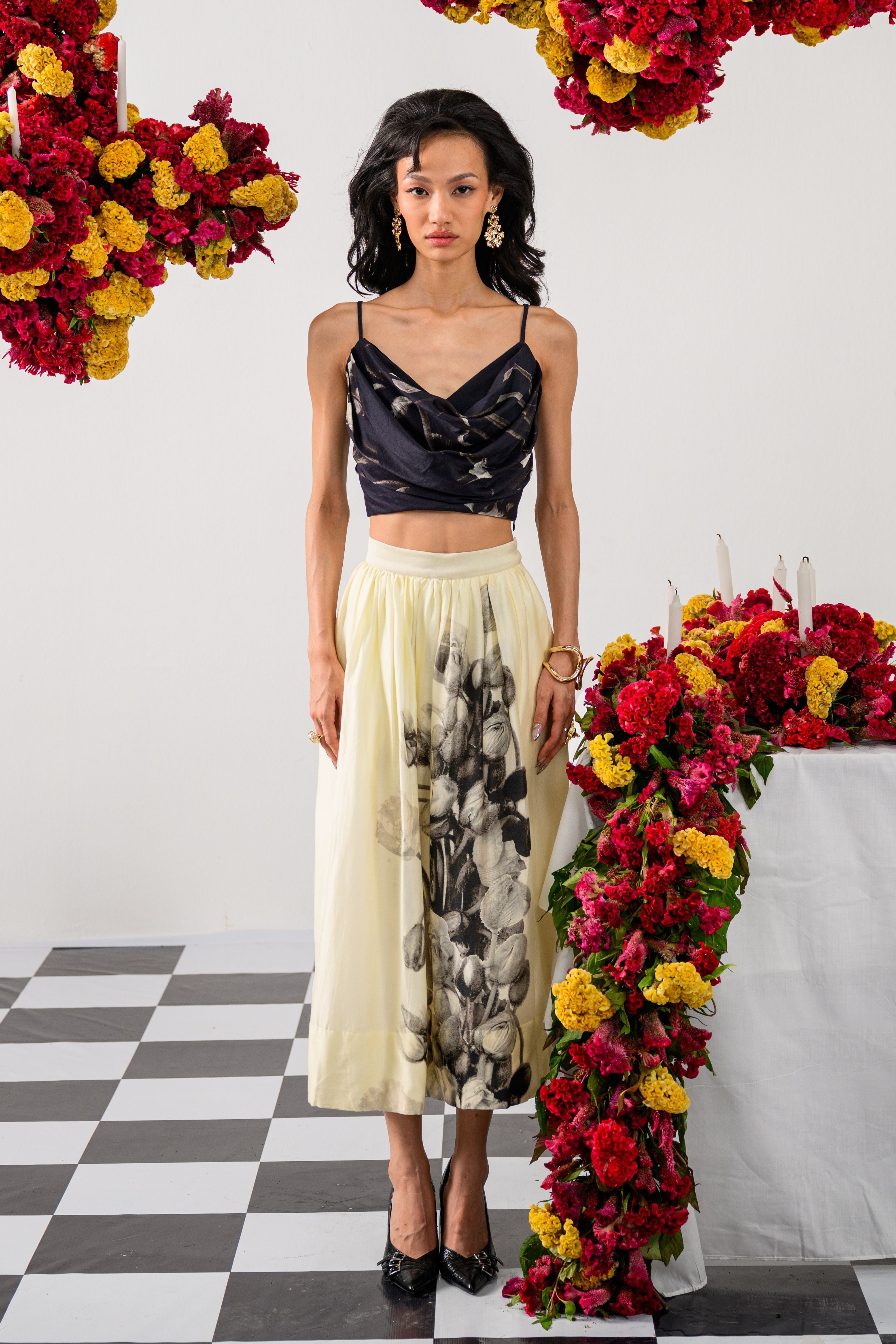 Noir & Ivory Long Skirt
