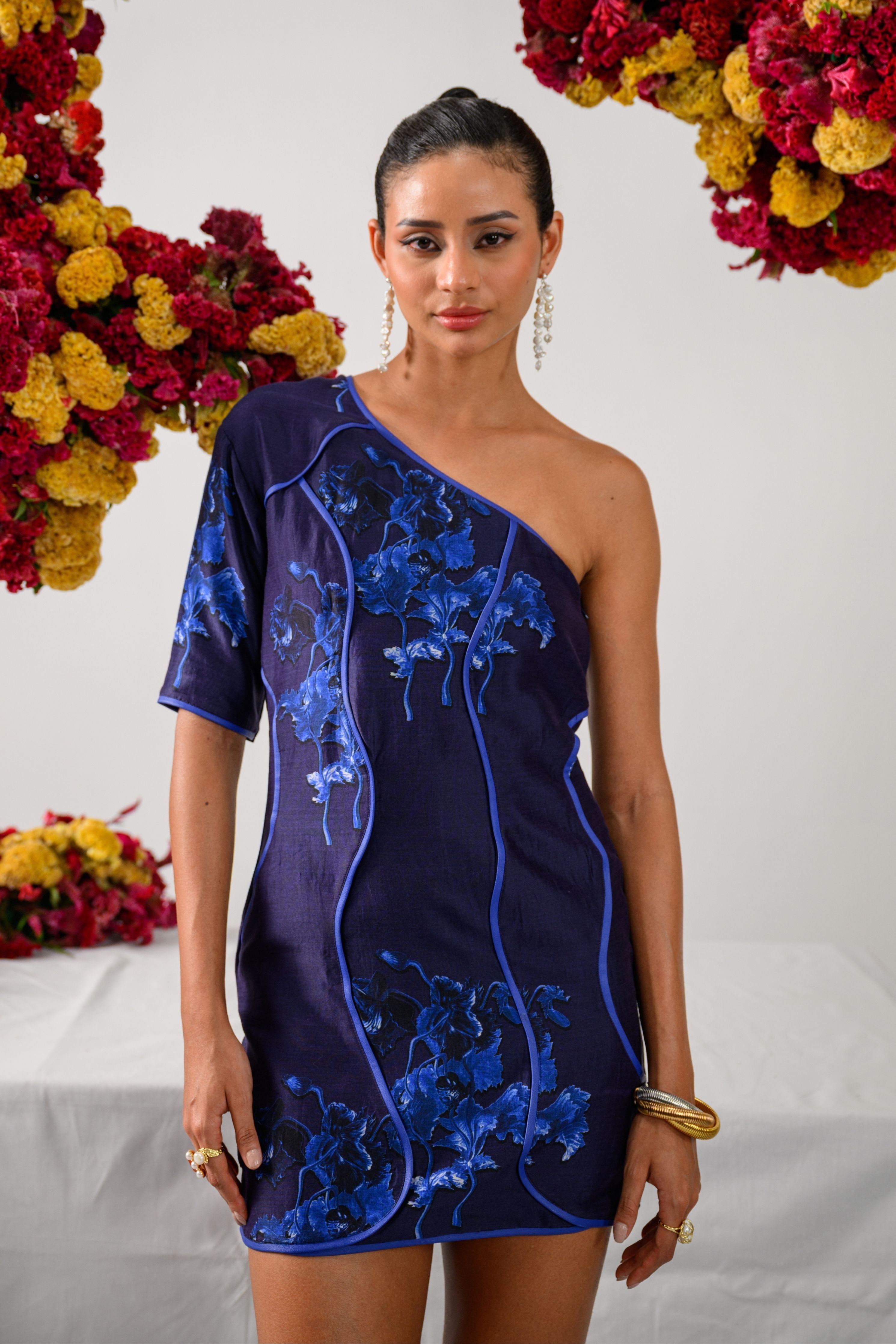 Glossy Garden Off-Shoulder Dress