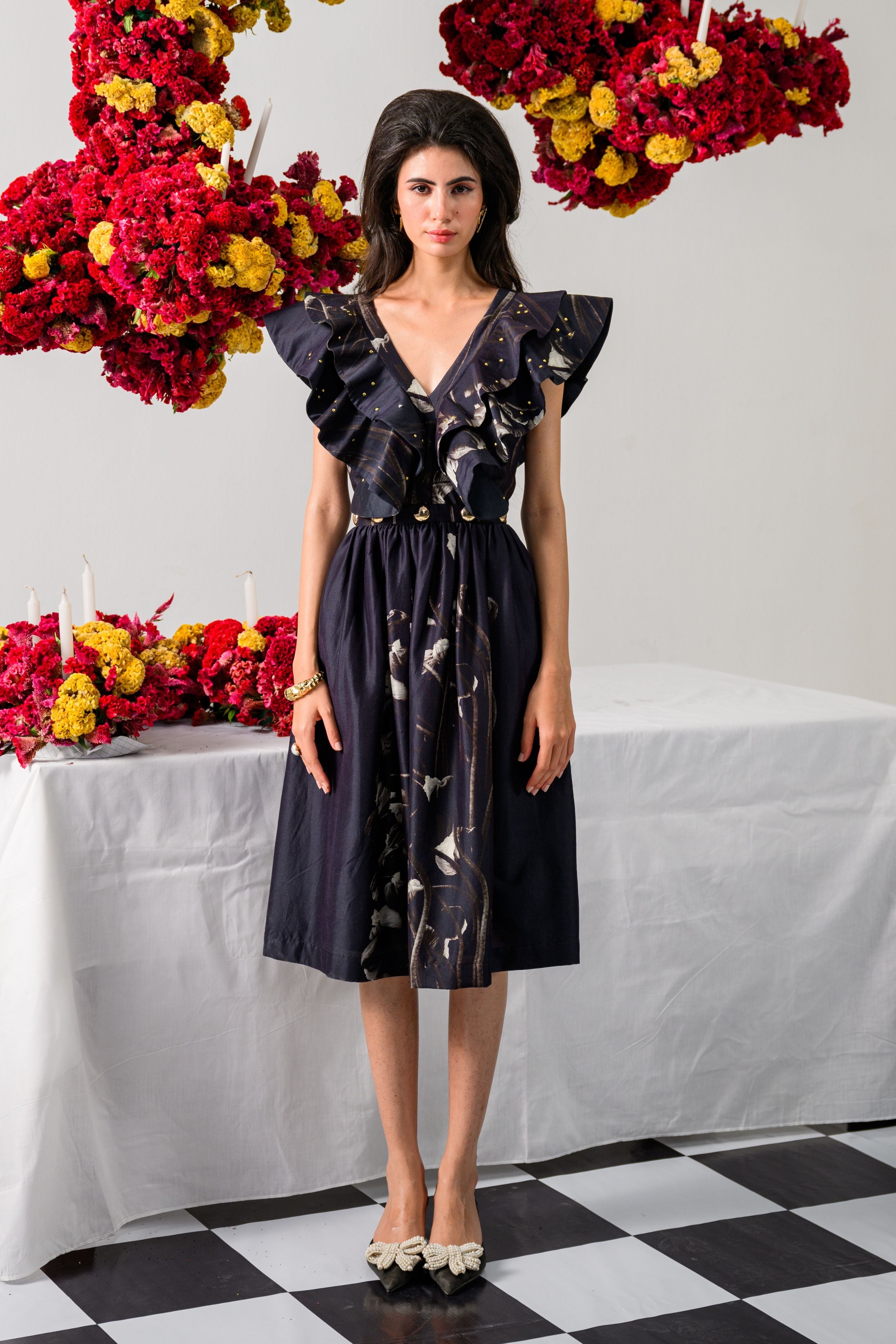Victorian Petals Ruffle Dress
