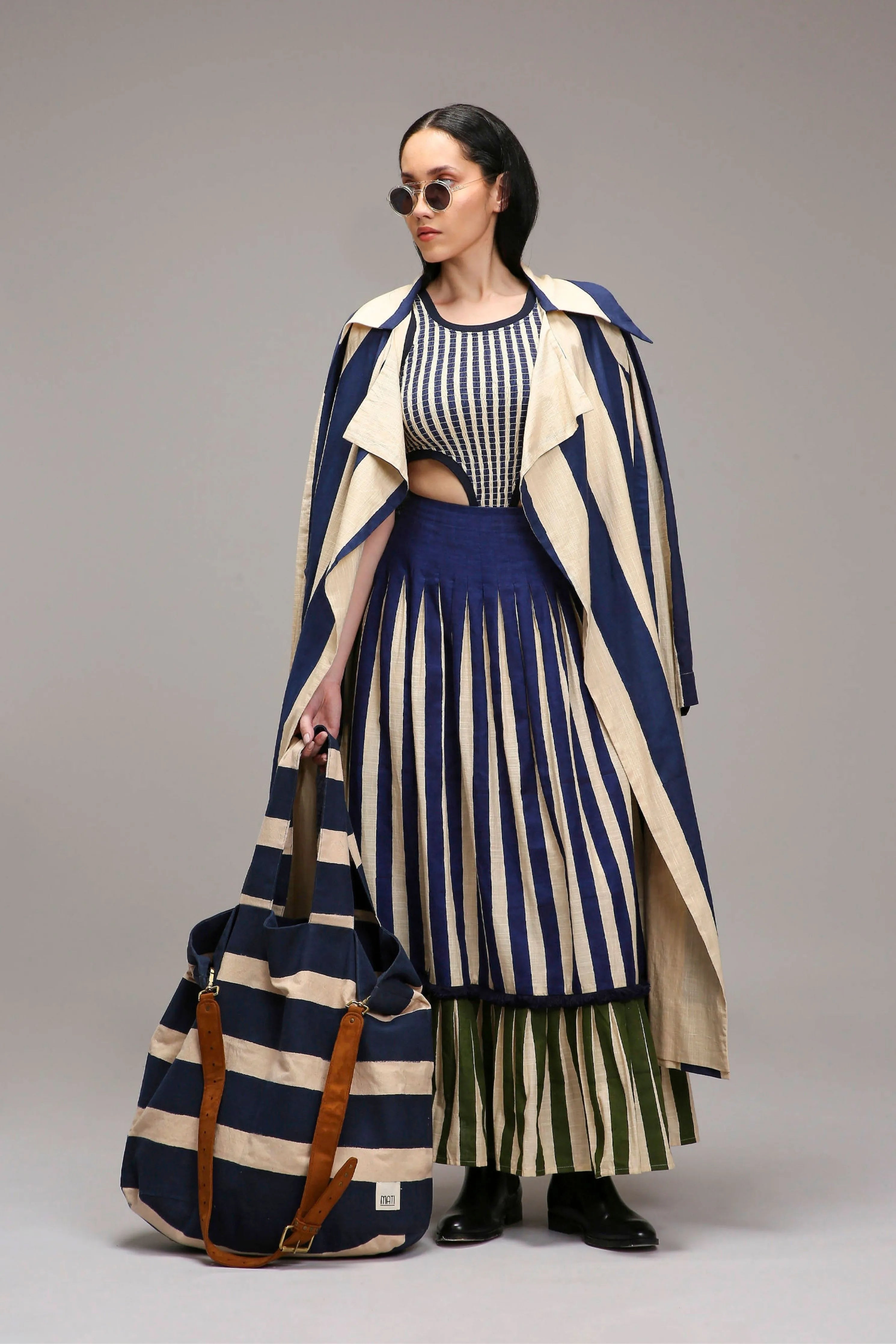 Egg-Shell Striped Tote Bag